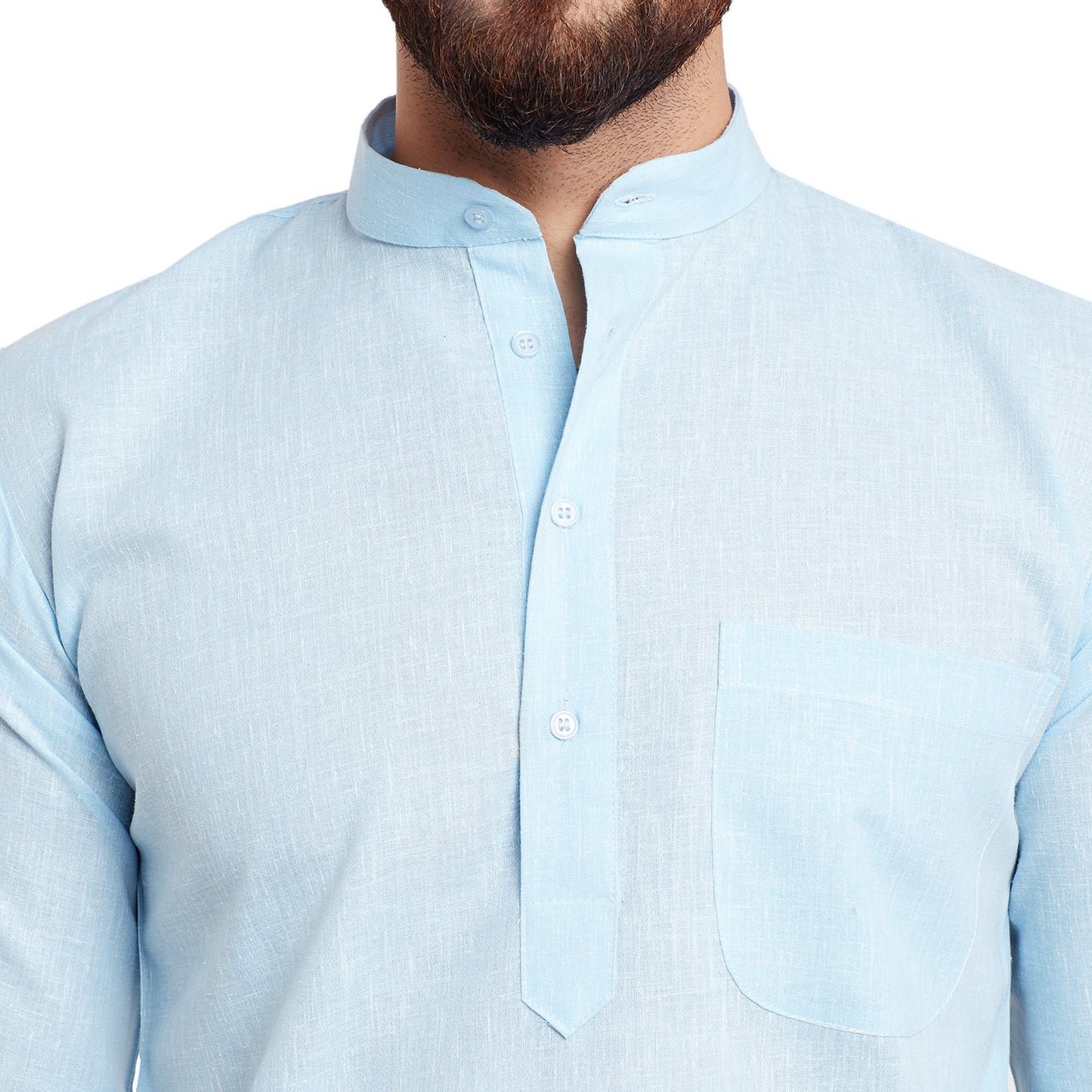 SOJANYA (Since 1958 Men's Sky Blue Cotton Linen Kurta Pyjama