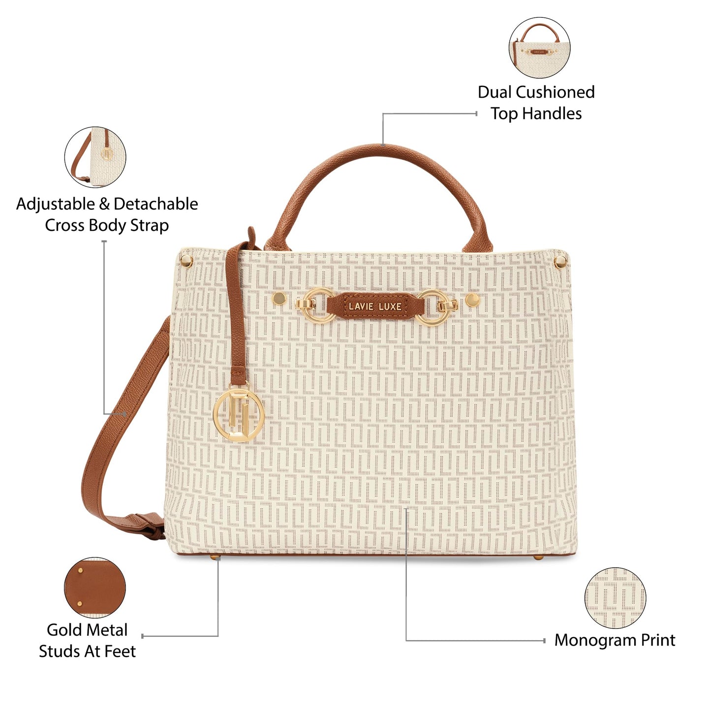 Lavie Luxe Laura 3 Compartment Tote Handbag | Tote Bag for Work | Ladies purse | Stylish Shoulder Bag | Gift for Women