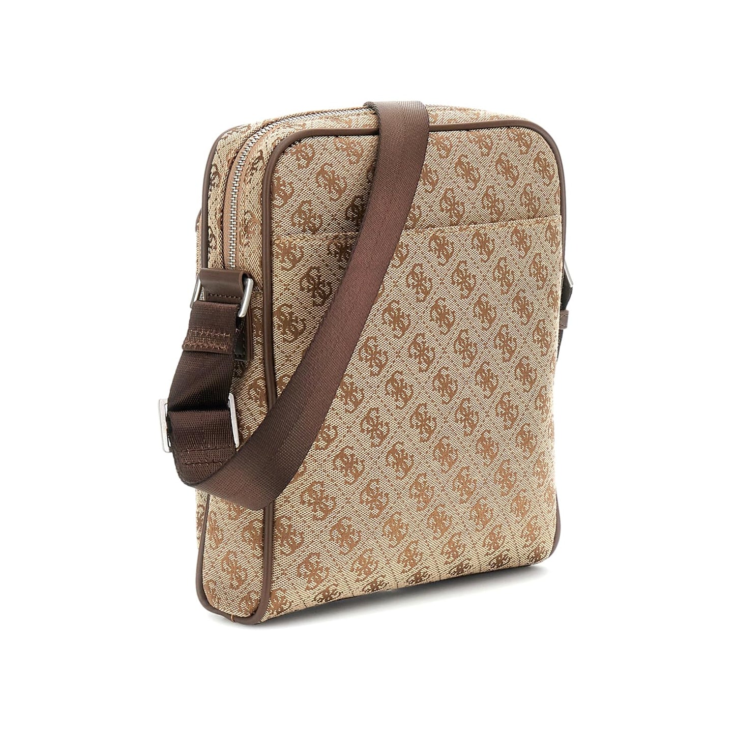 GUESS Milano Top Zip Beige Self Design Crossbody Bag