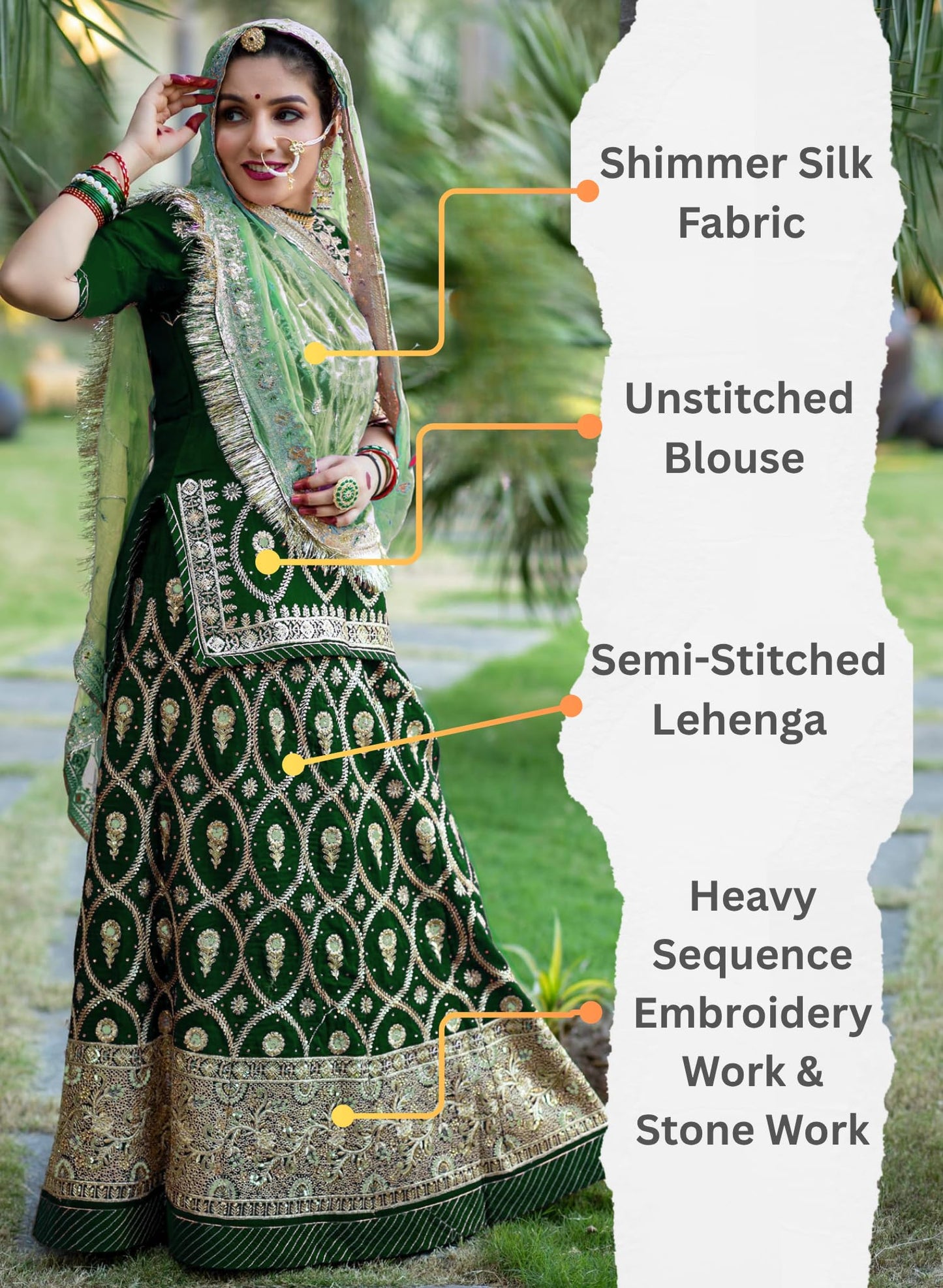 SHYAMLATA Heavy sequins Work Semi Stitched Shimmer Silk Rajputi Poshak For Women Lehenga Choli (Green)