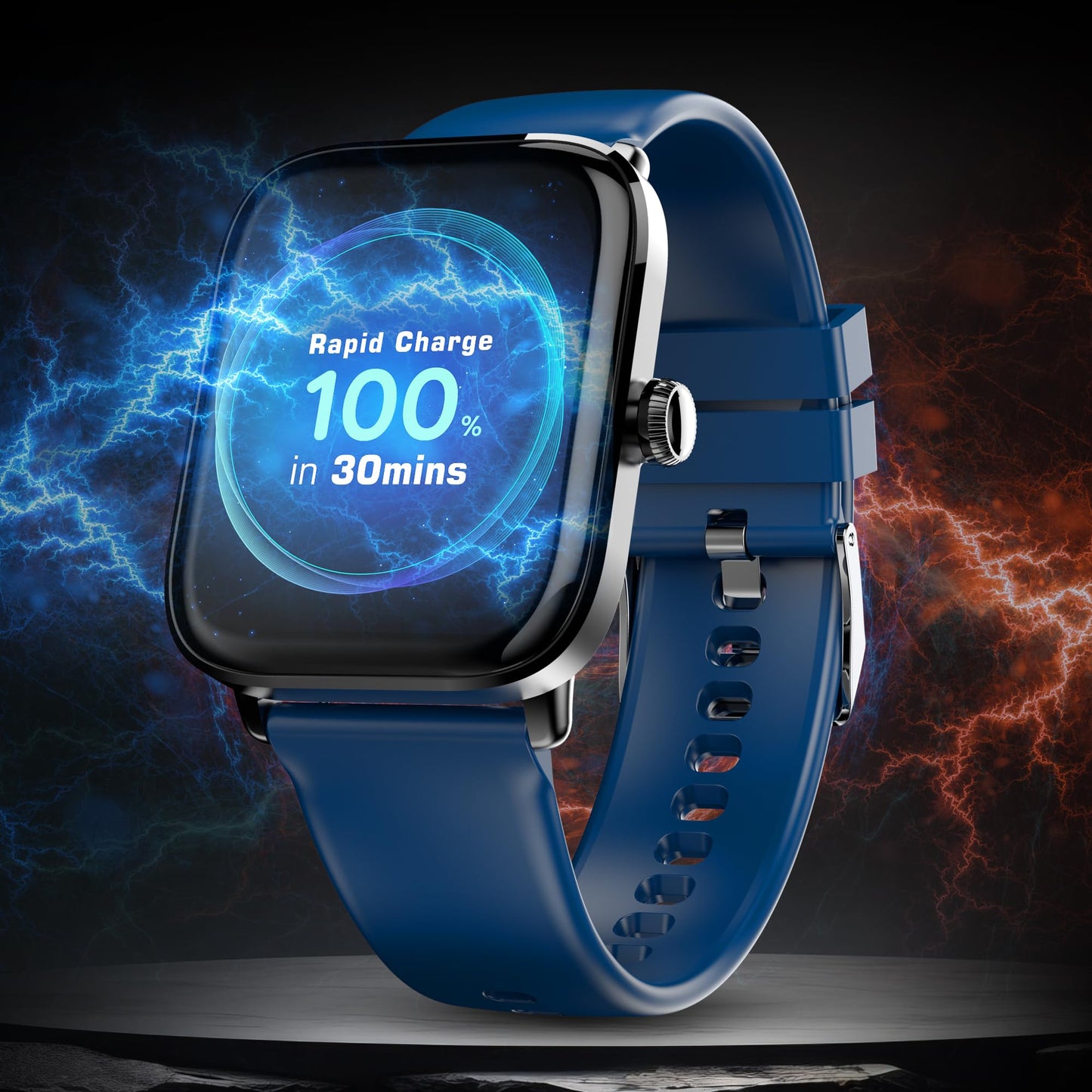 (Refurbished) Pebble Ultra Rapid 1.83" HD Display. India's First Fastest Charging, Premium Metal Built, Unisex Design Smartwatch (Winter Blue)