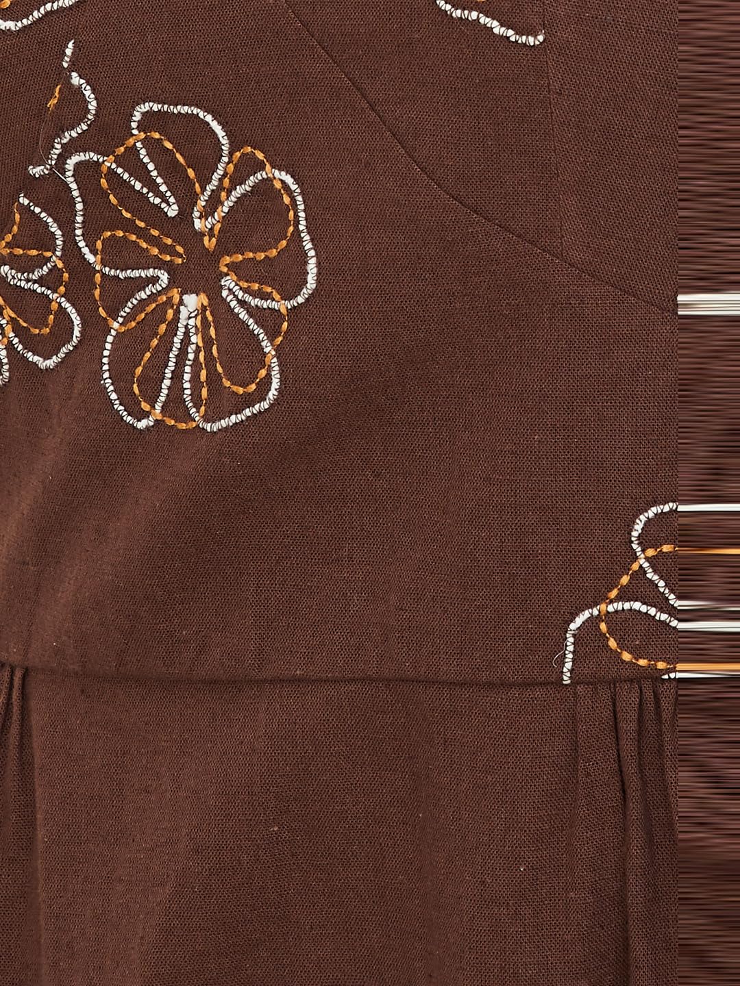 Max Women's Cotton A-Line Midi Casual Dress (EE54001_Dark Brown