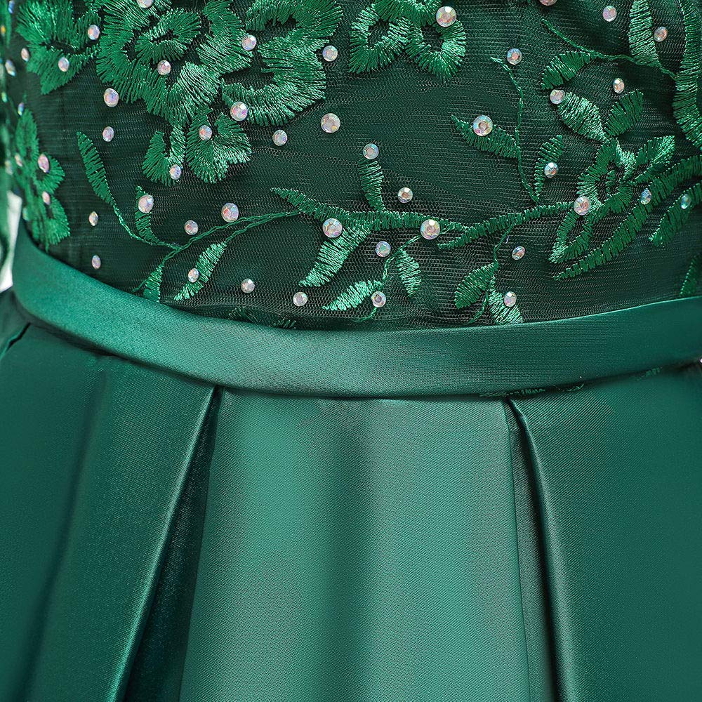 Hopscotch Girls Floor Length Gowns In Green Color For Ages (9-10 Years)