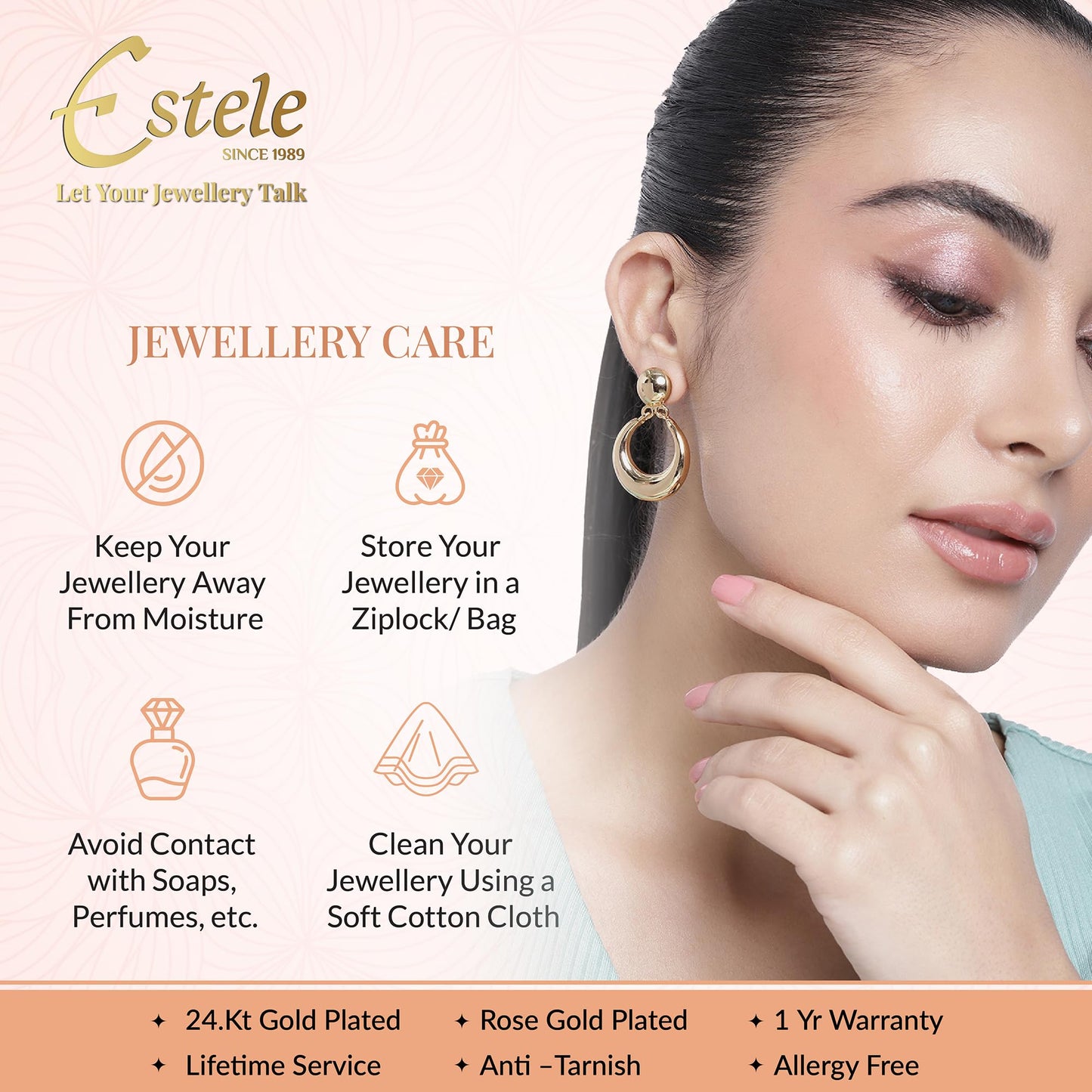 Estele 24Kt Gold Plated Enchanted Hearts Necklace Set for Women