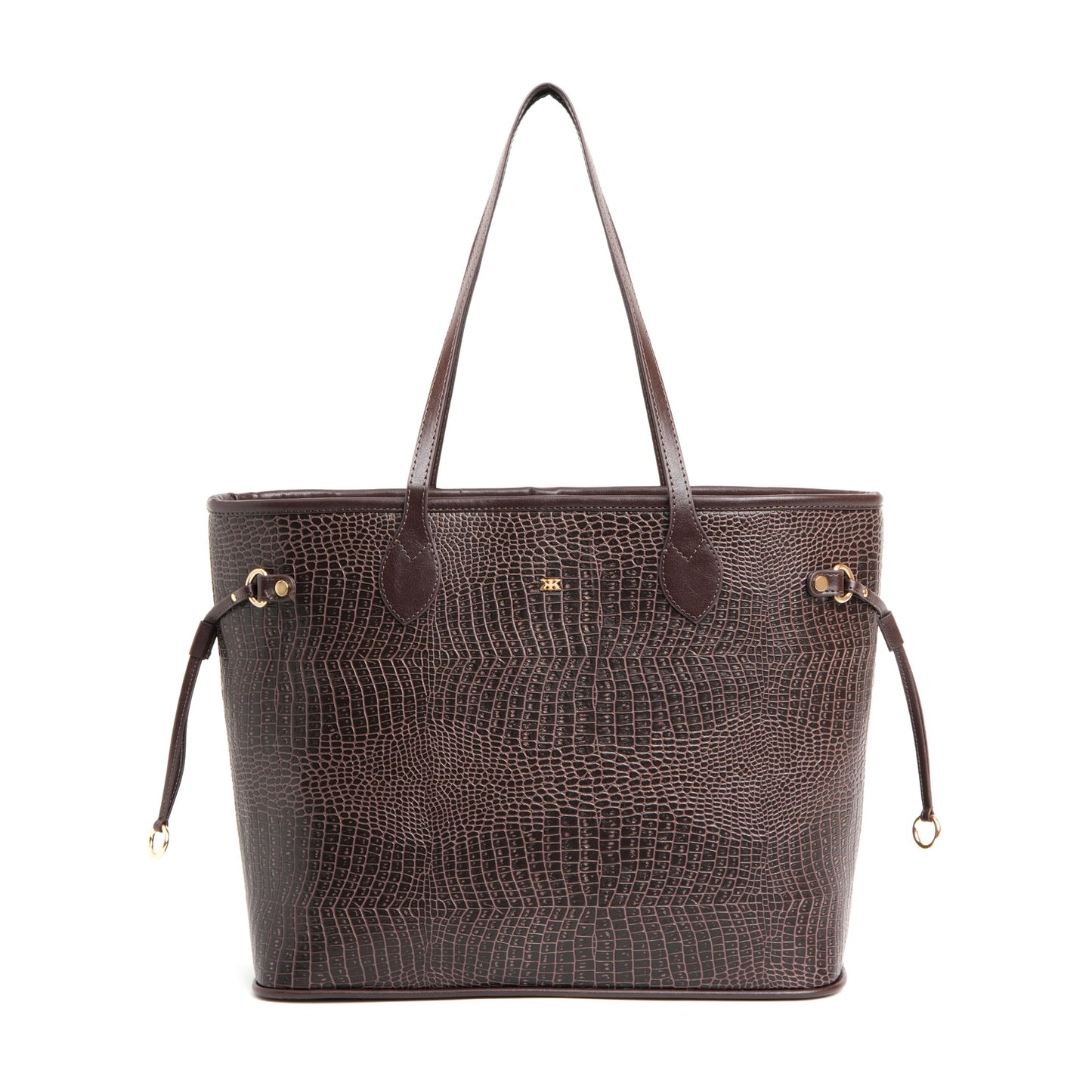 KLEIO Vegan Leather Croco Embossed Carry It All Tote Shopping Bag for Women (BROWN)