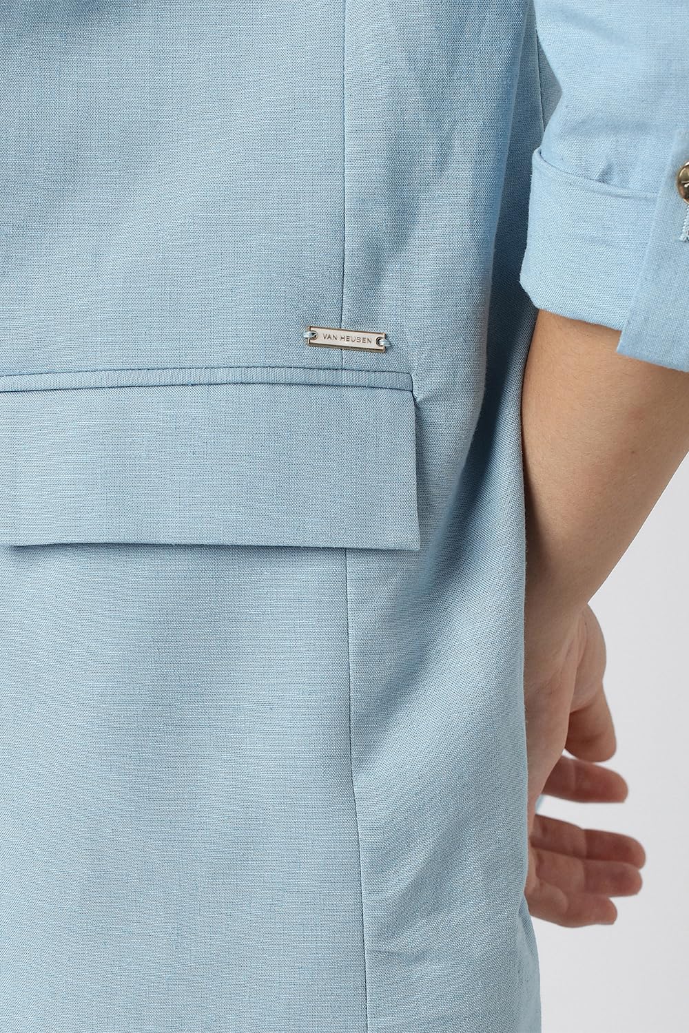 Van Heusen Women's Blazer (VWBZFRGFG19883_Light Blue