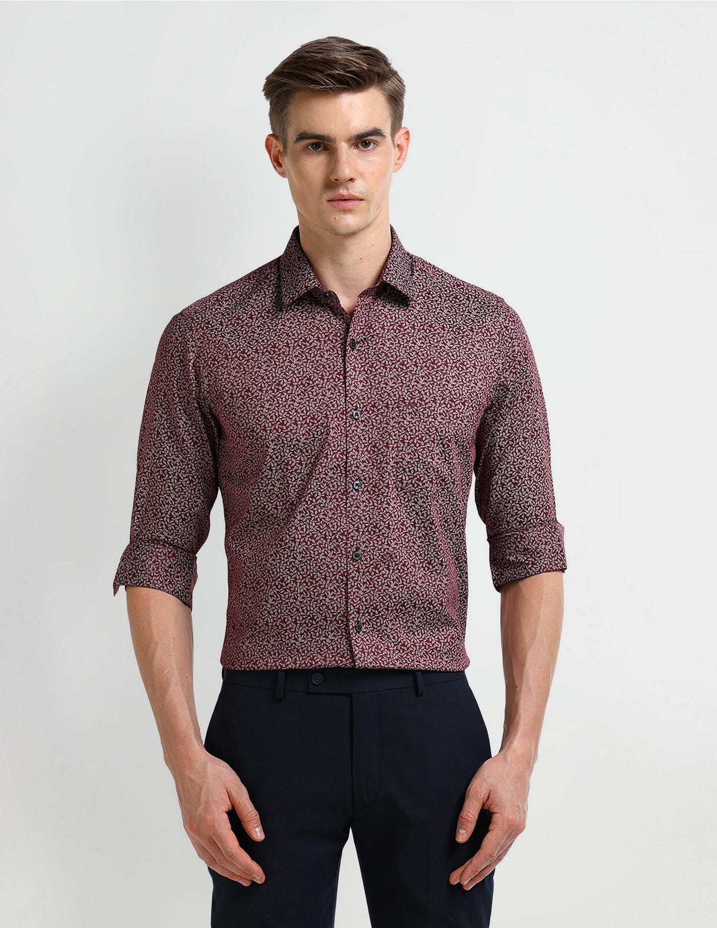 Arrow Men's Slim Fit Shirt (ARAEOSH1720_Maroon