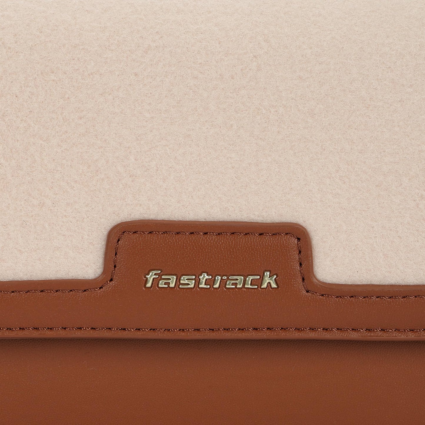 Fastrack Sherpa-Panel Sling Bag for Women | Faux Leather Crossbody with Zipper Closure, Gold Hardware and Detachable Strap | Compact Textured Bag for Casual and Evening Outfits