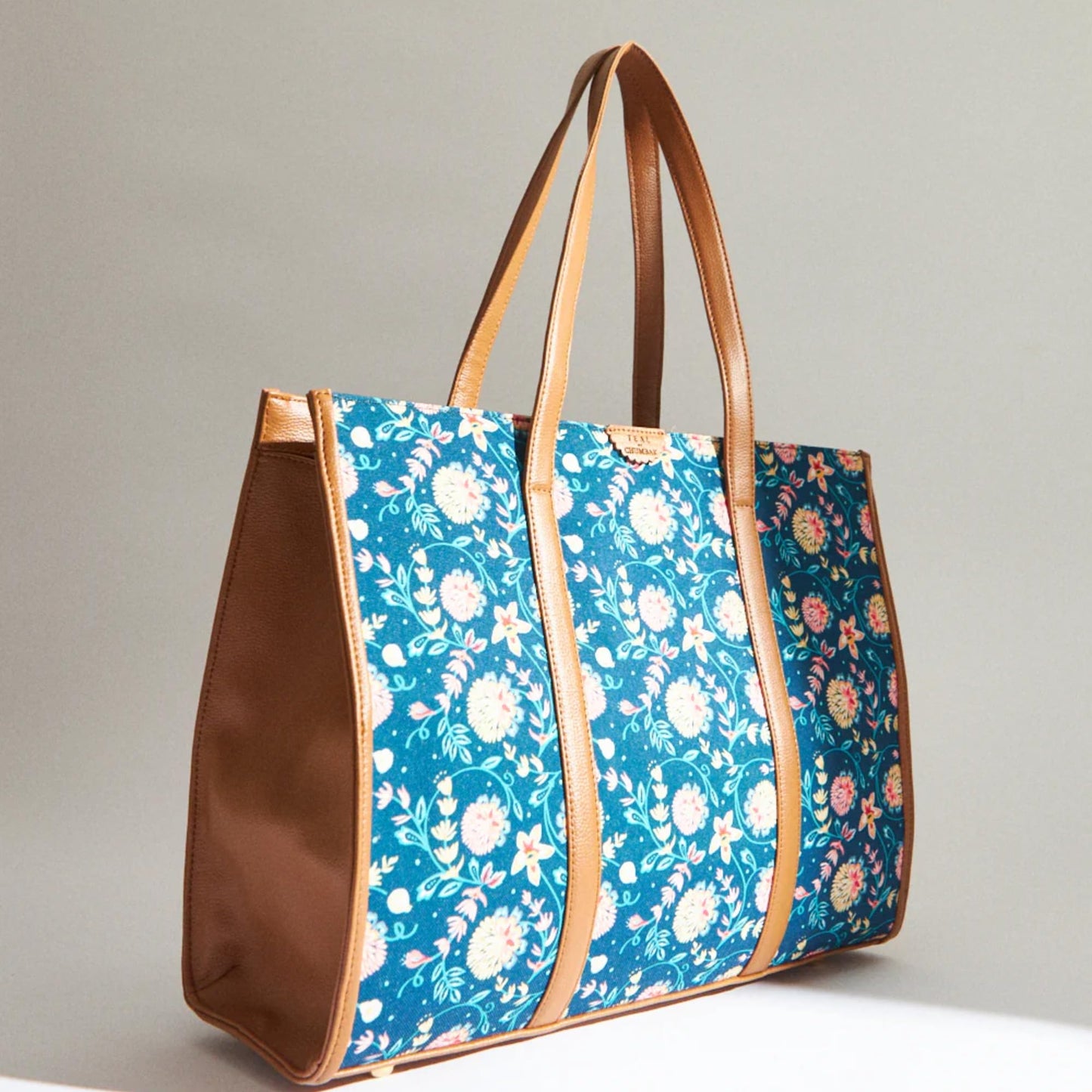 TEAL BY CHUMBAK Women's Office Tote Bag, Printed Canvas Shoulder Bag for College, Work and Travel, Stylish and Durable with Laptop Compartment