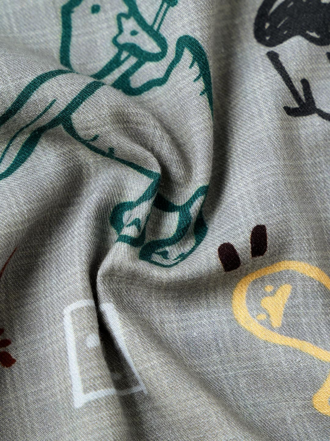 The Souled Store: Doodle Mayhem Men and Boys Short Sleeve Cuban Collar Button Front Grey Graphic Printed Cotton Oversized Shirt