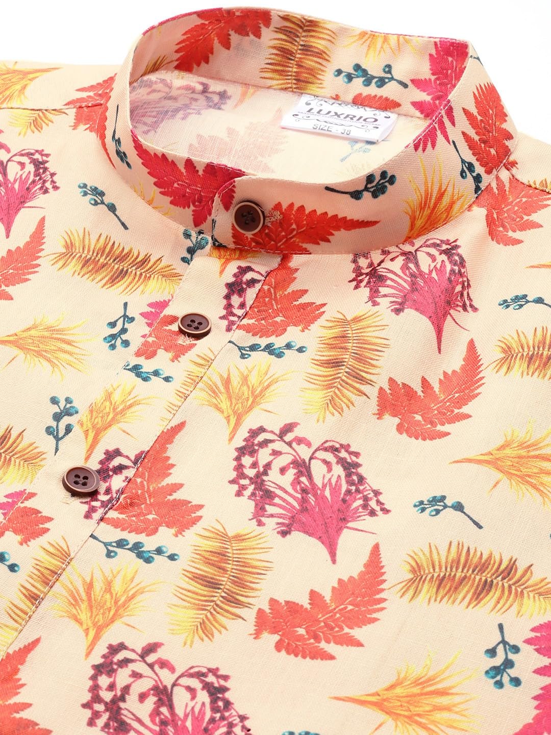 Luxrio Kurta for Men Printed Cotton Regular Long Orange