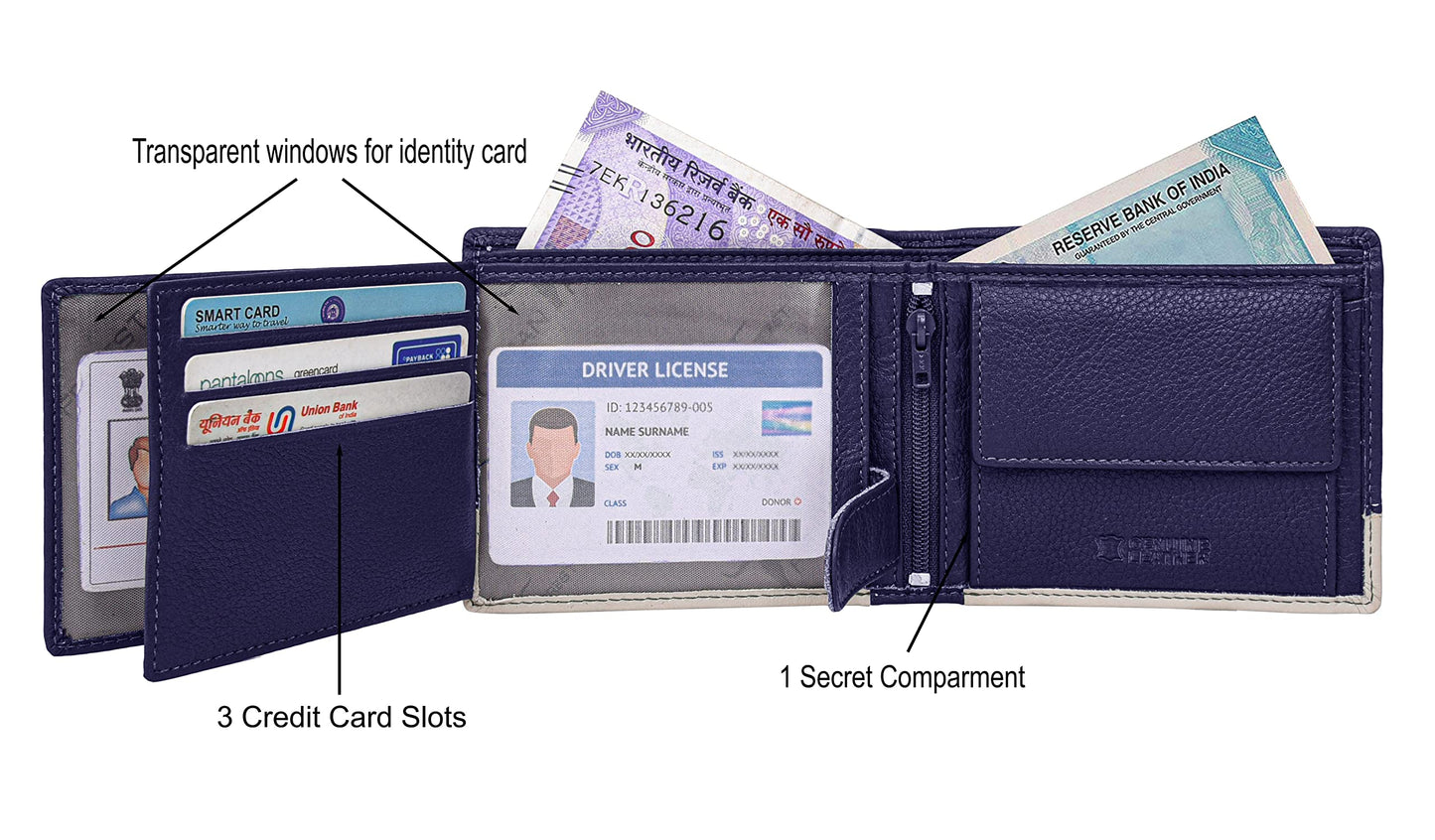 URBAN FOREST Samuel Custom Blue/Sand Leather Wallet for Men