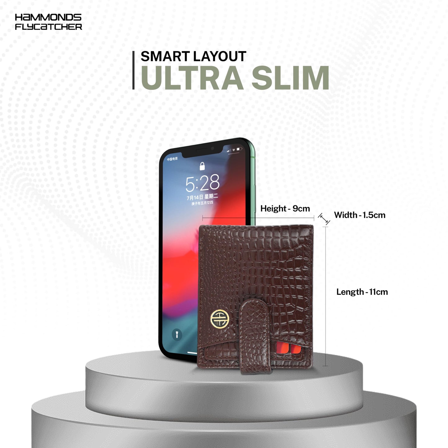 HAMMONDS FLYCATCHER Wallet for Men Leather Original, Mens Wallet, Leather Wallets for Men Stylish, Bi-Fold Wallets for Man, 5 Card Slots, Easy Access Card Slots, Coin Pocket, Mens Gift - Croc Redwood