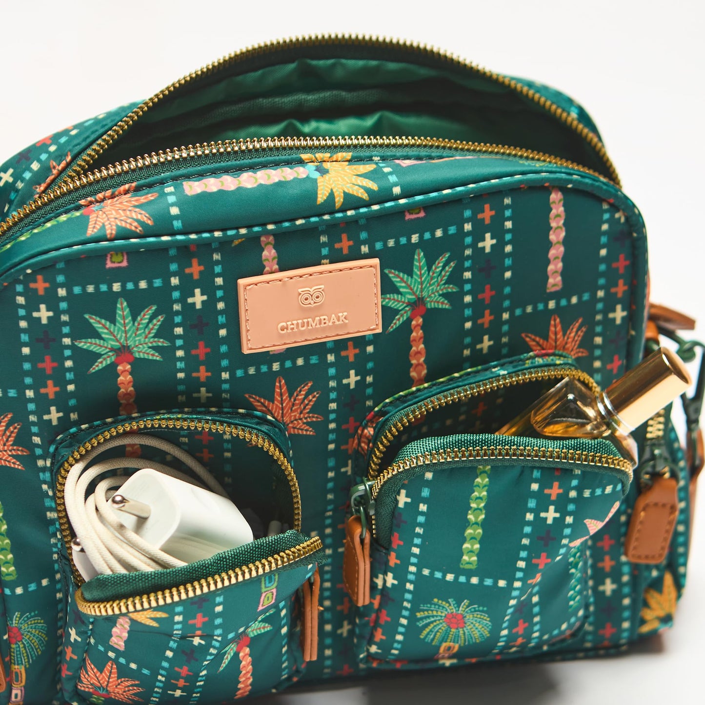 Chumbak Weekends Messenger Bag - Palms, Digital Nomad, Sling Bag for Women and Girls, Stylish Crossbody Purse Bag, Adjustable Strap, Mini Makeup Pouch