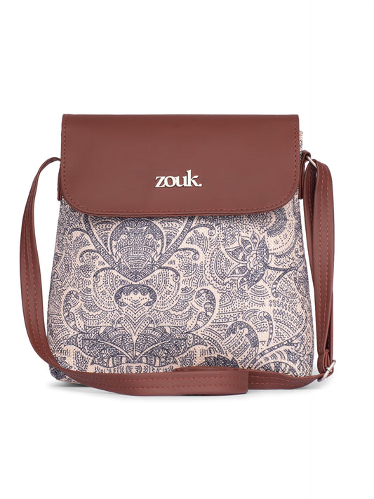 ZOUK Colaba Shirin Women's Hand Crafted Multicolor Flap Sling Bag