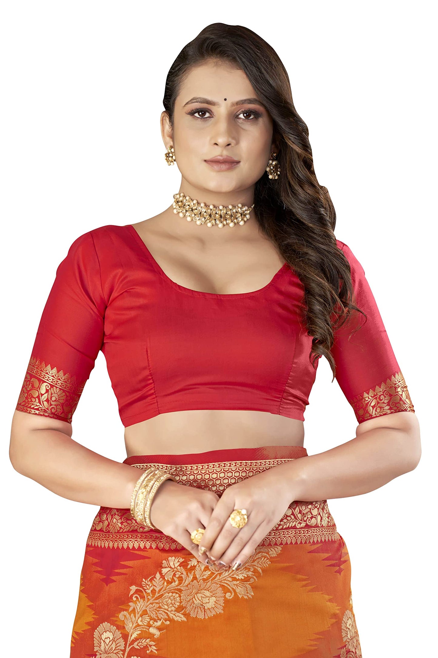 MANOHARI Women's Banarasi Silk Heavy Embroidery Traditional saree with Blouse PieceSaree