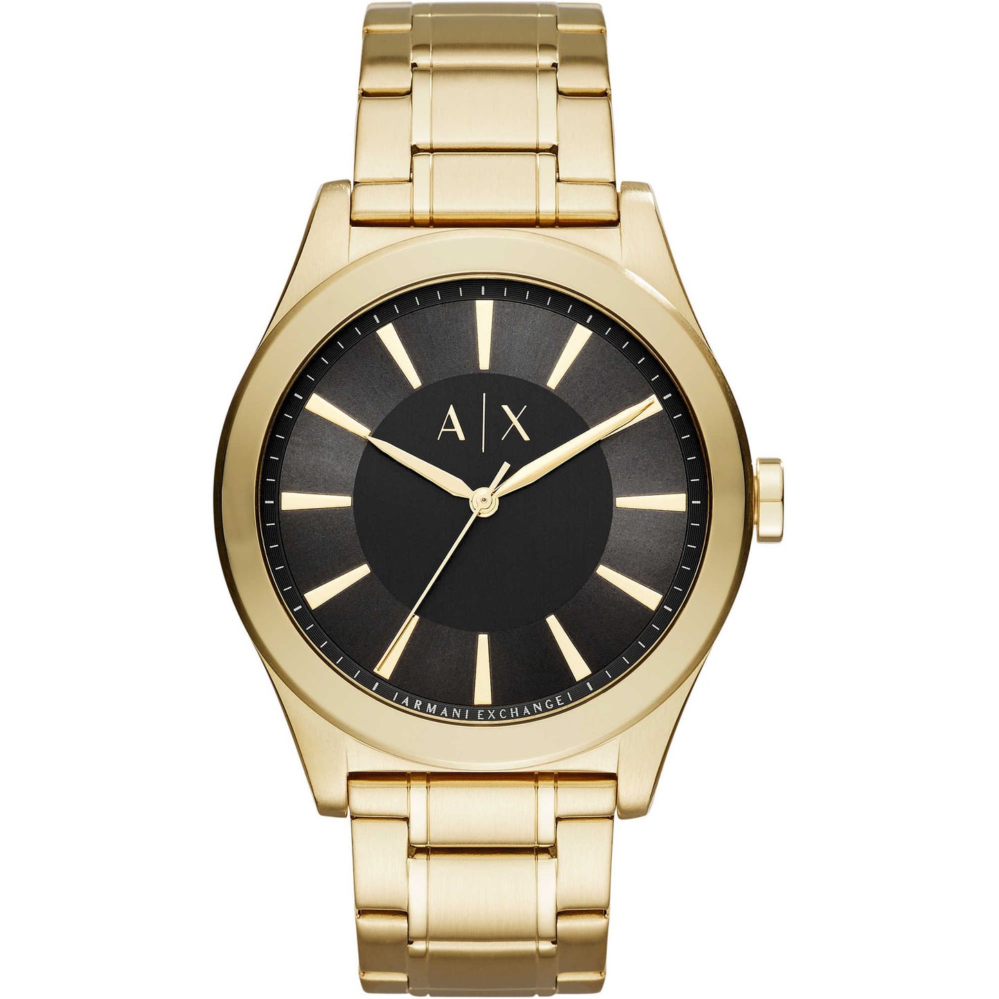 Armani Exchange Stainless Steel Analog Black Dial Men Watch-Ax2328, Gold Band