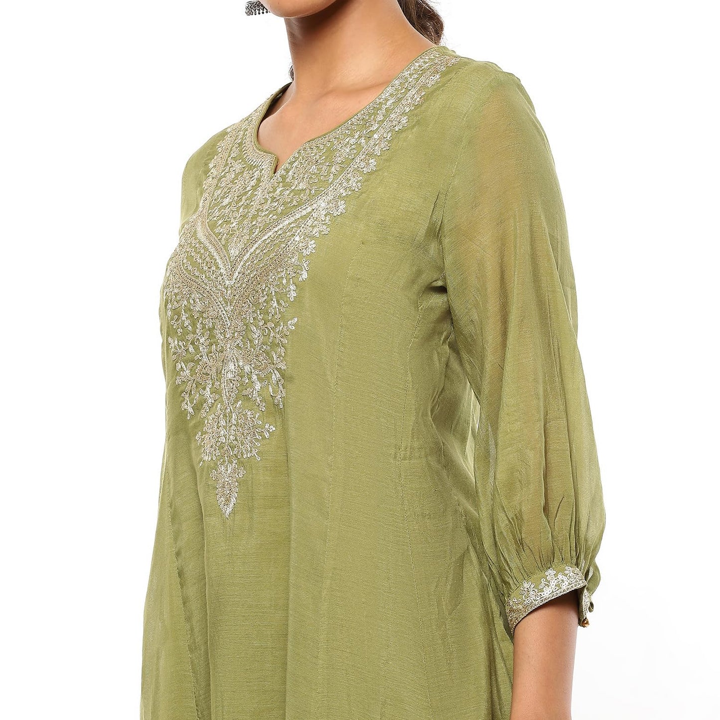 BIBA Women's Polyester Blend Kurta Sets (SKDRIVYT10119AW24MEH_Mehndi