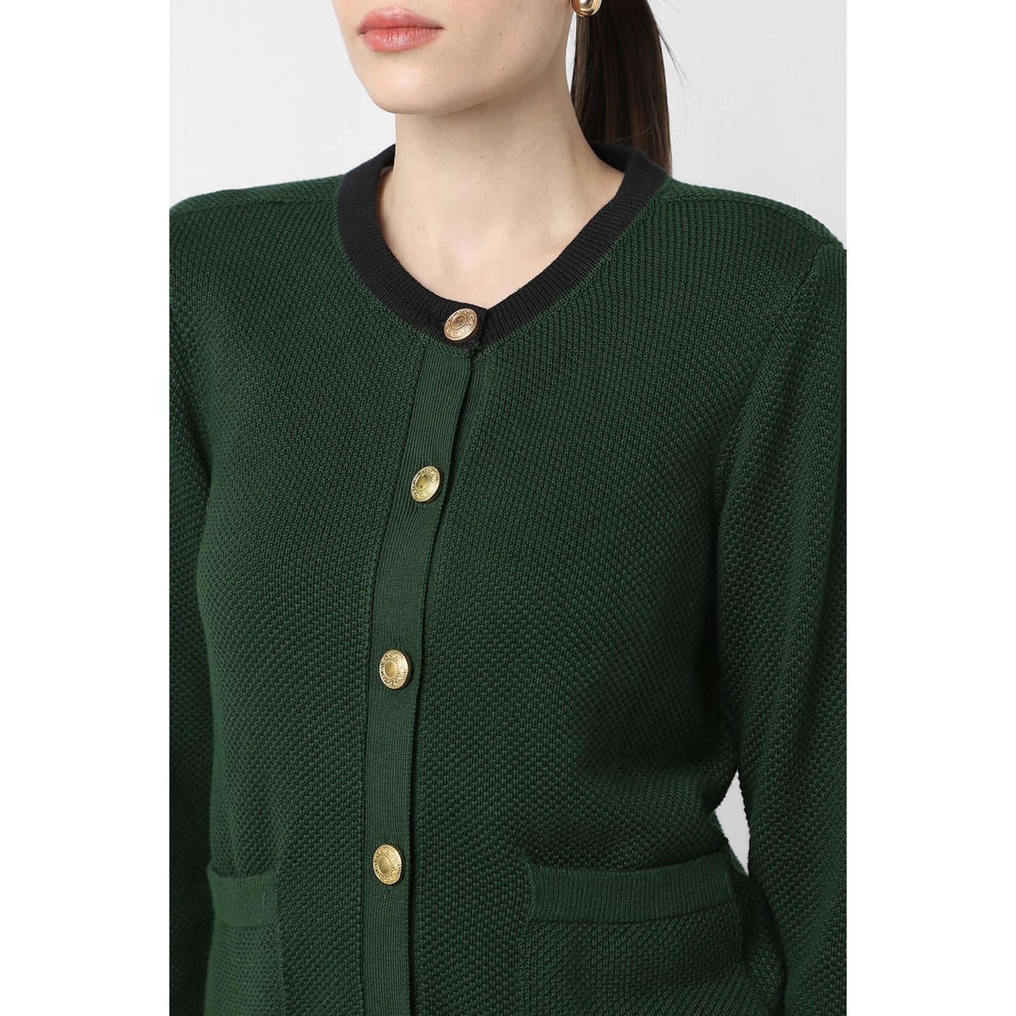 Van Heusen Women's Cotton Blend Crew Neck Sweater (VWSWURGF889228_Green