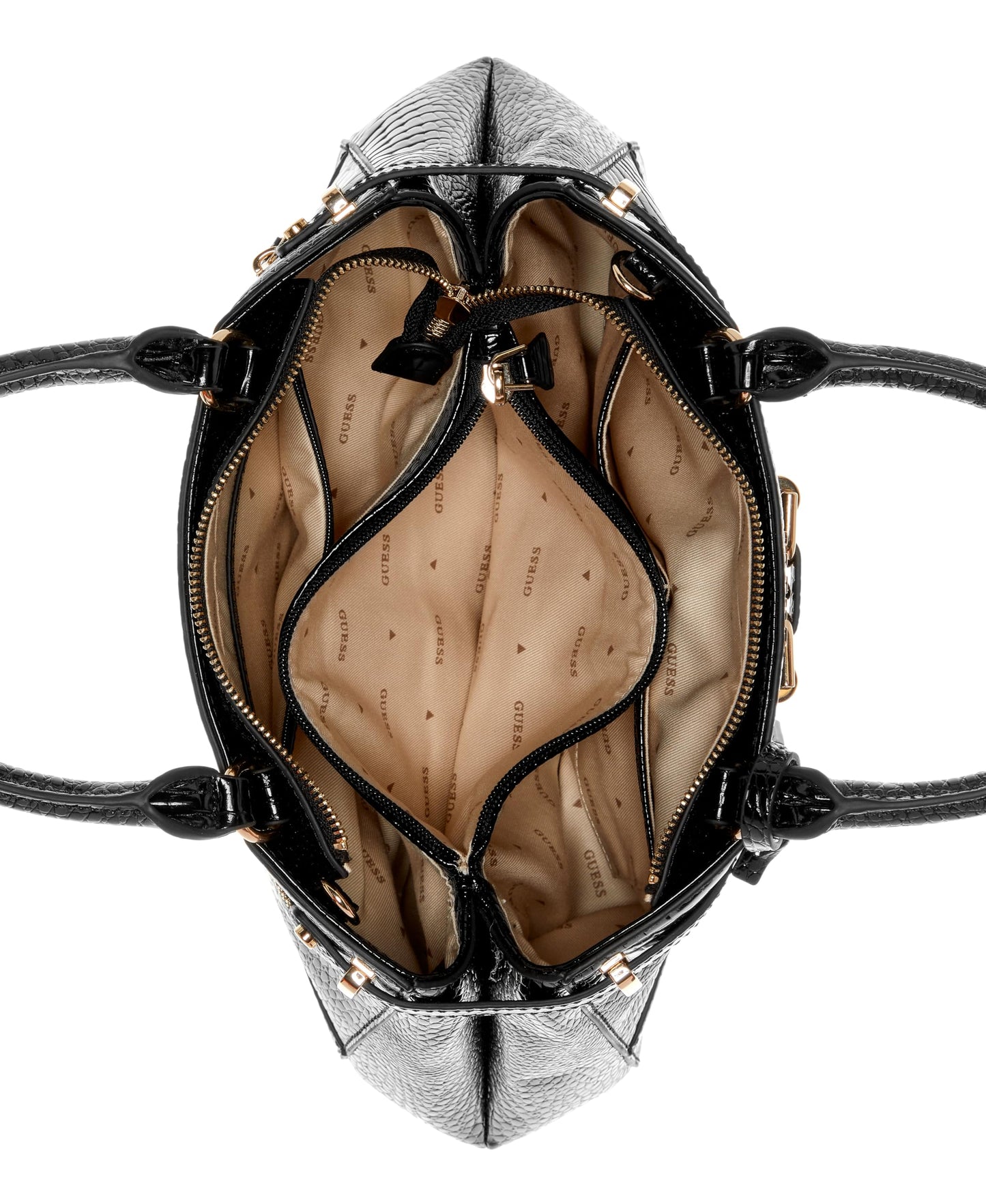 GUESS Black Solid Silvye Luxury Satchel Bag