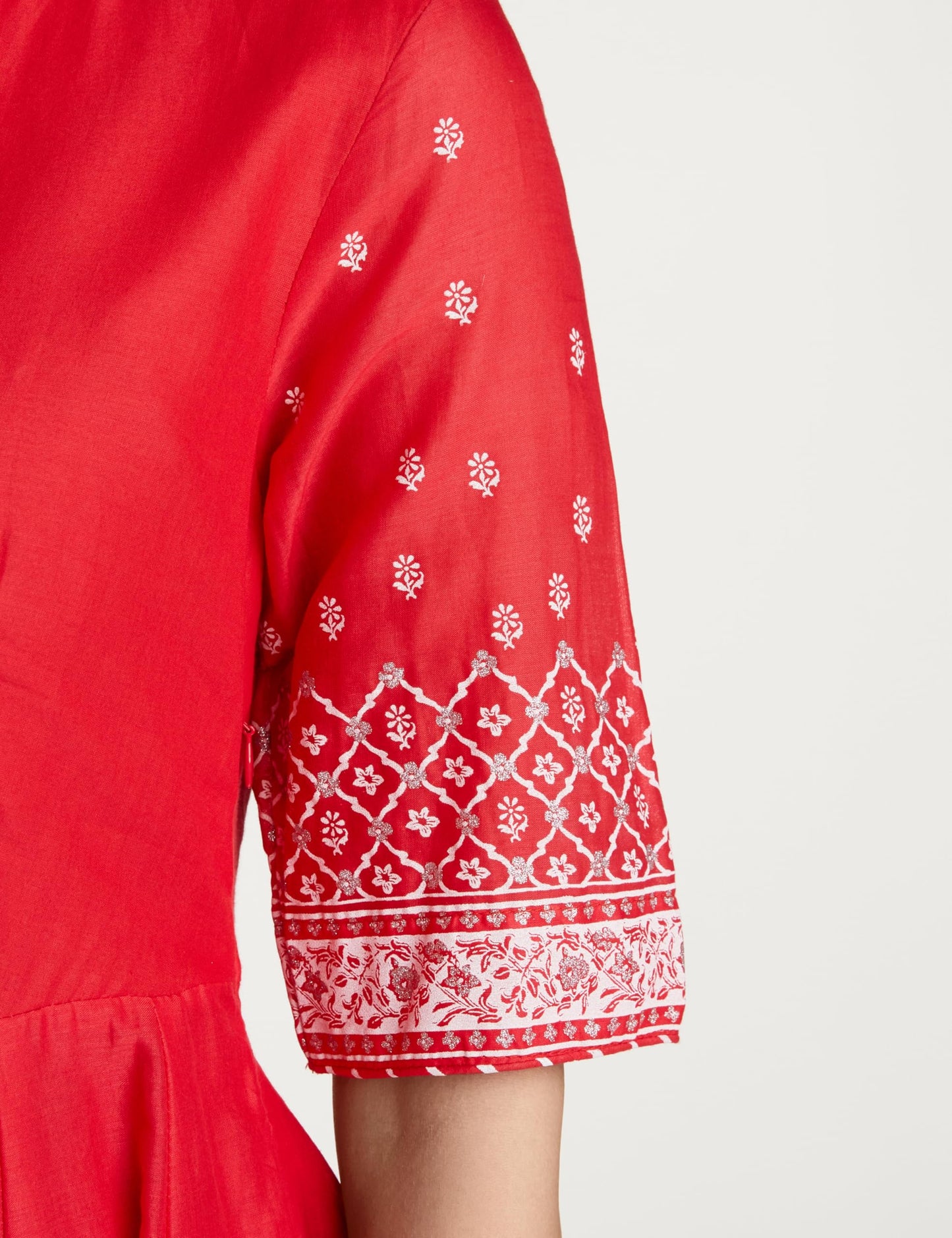 BIBA Wwomen Cotton Printed Anarkali Salwar Kurta Dupatta (SKDASSORTED5919E_Red_40)