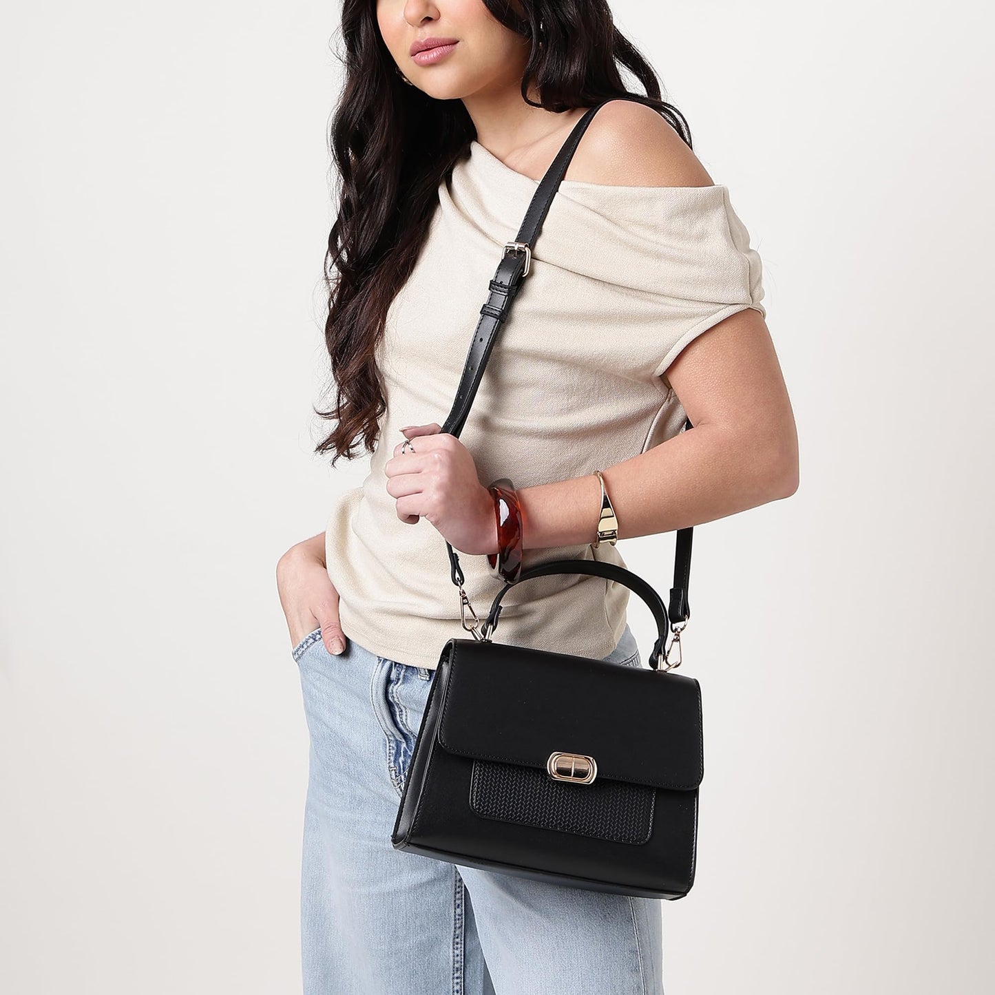 Fastrack ModLock Satchel | Women’s Faux-Leather Satchel | Dual Carry Options, Spacious Main Compartment & Quilted Front Pocket