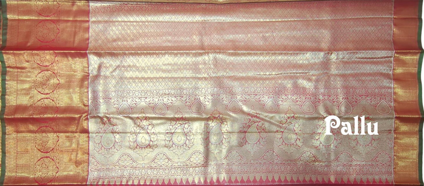 VFCollections Women's Kanchipuram Silk Pure Pattu Sarees With Blouse (VFC508-1)