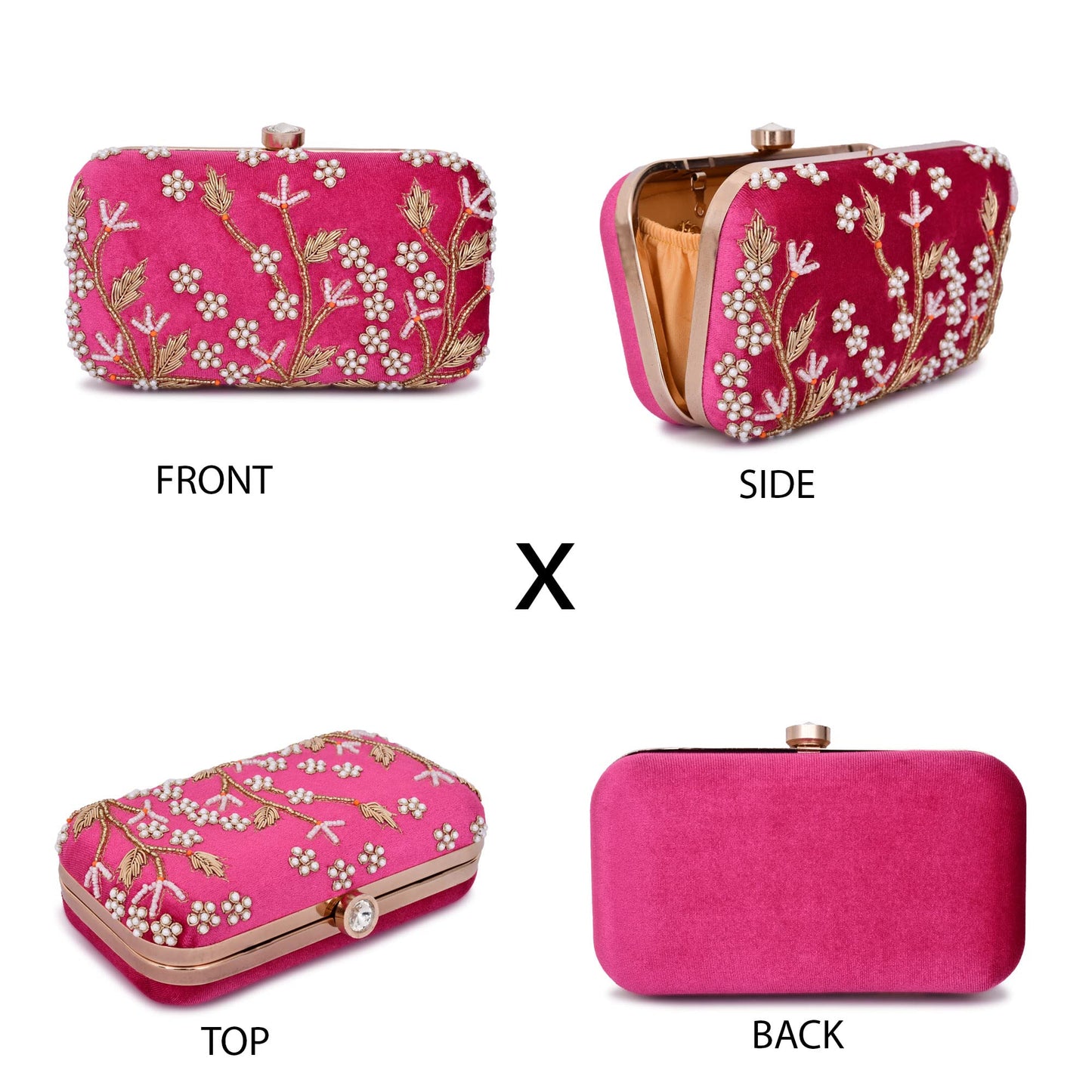 For The Beautiful You Dark Pink Embroidered Women's Clutch (619)