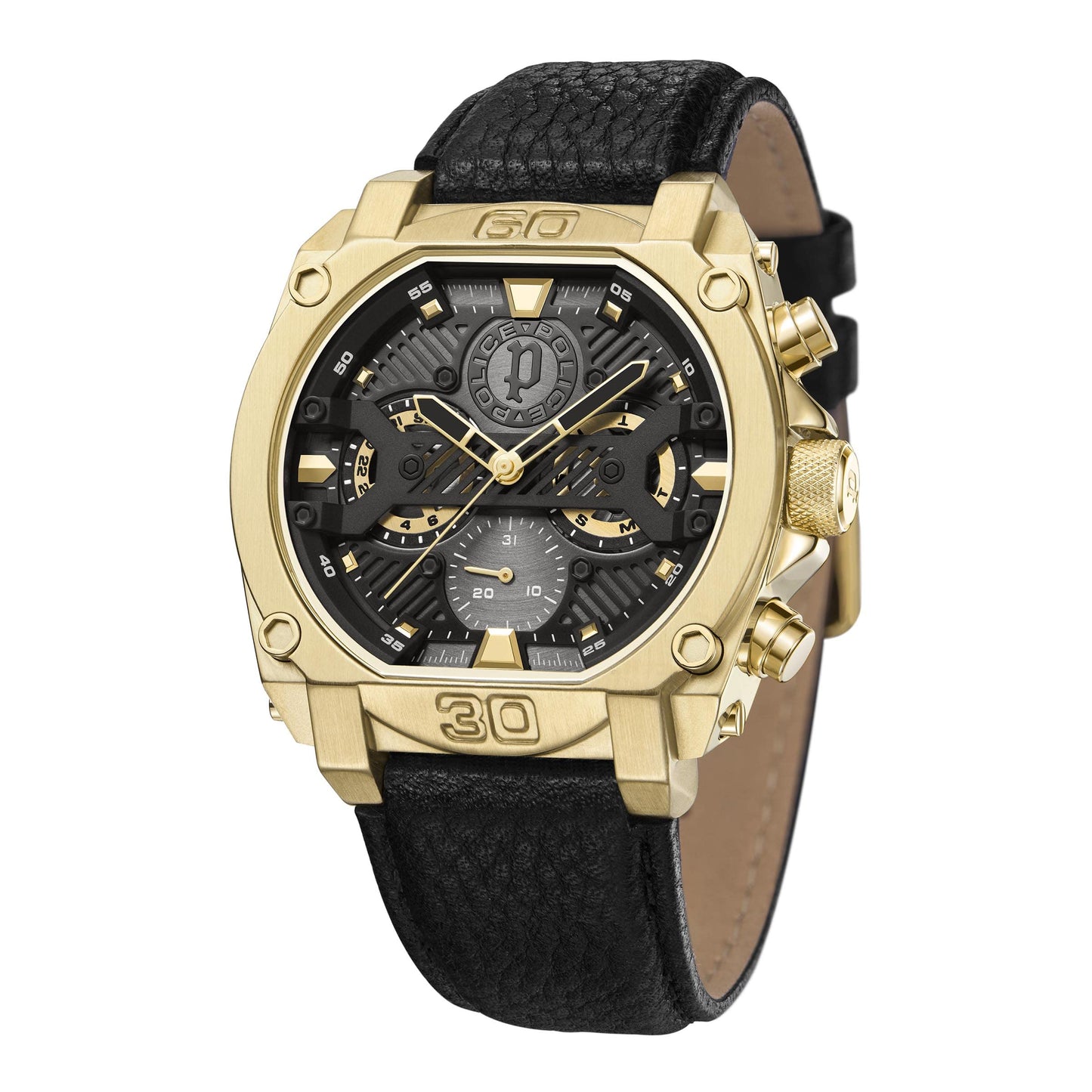 Police Mens 45 mm Urban Rebel Grey Dial Leather Analog Watch