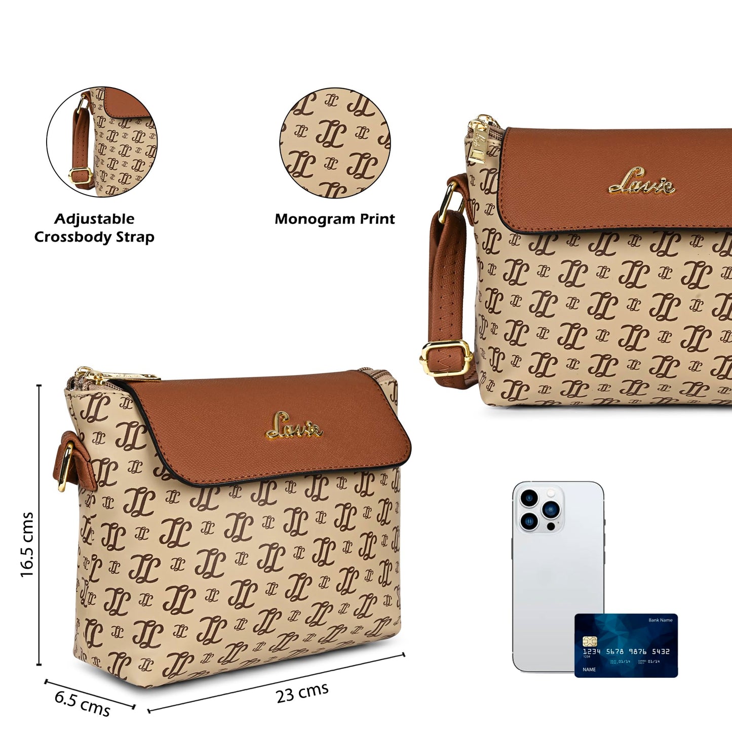 Lavie Women's Mono LL Rio Flap Crossbody Sling Bag | Ladies Purse Handbag | Gift for Women