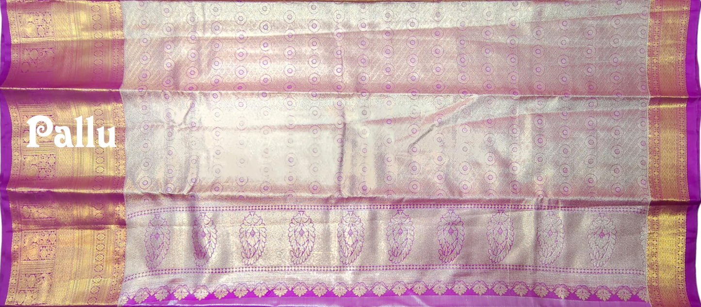 VFCollections Women's Kanchipuram Silk Pure Pattu Sarees With Blouse (VFC492-2)