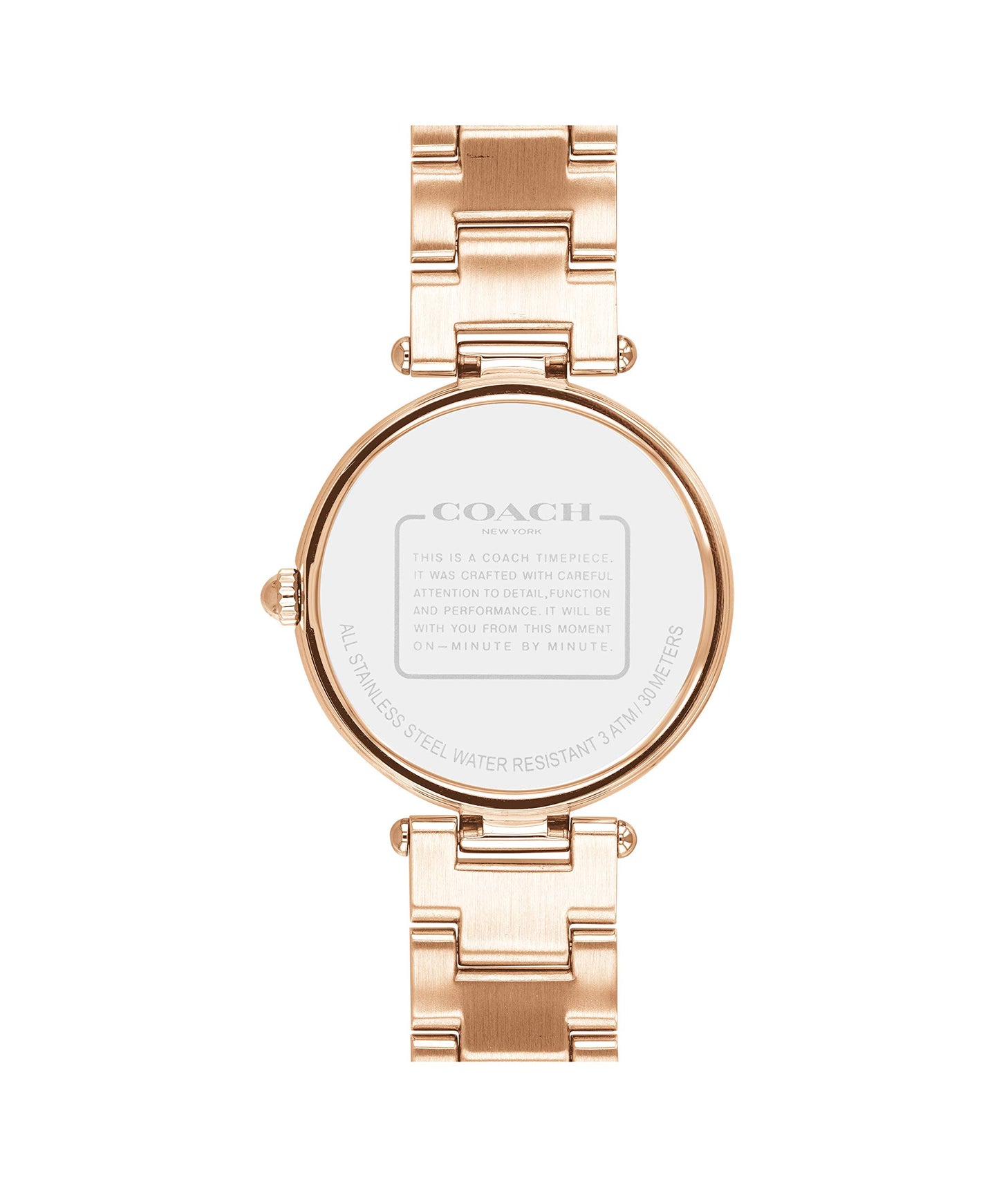 Coach Park Qtz Basic White Round Dial Women's Watch|Ionic Plated Carnation Gold Steel & Crystals Material|Gold Color Band - 14503094
