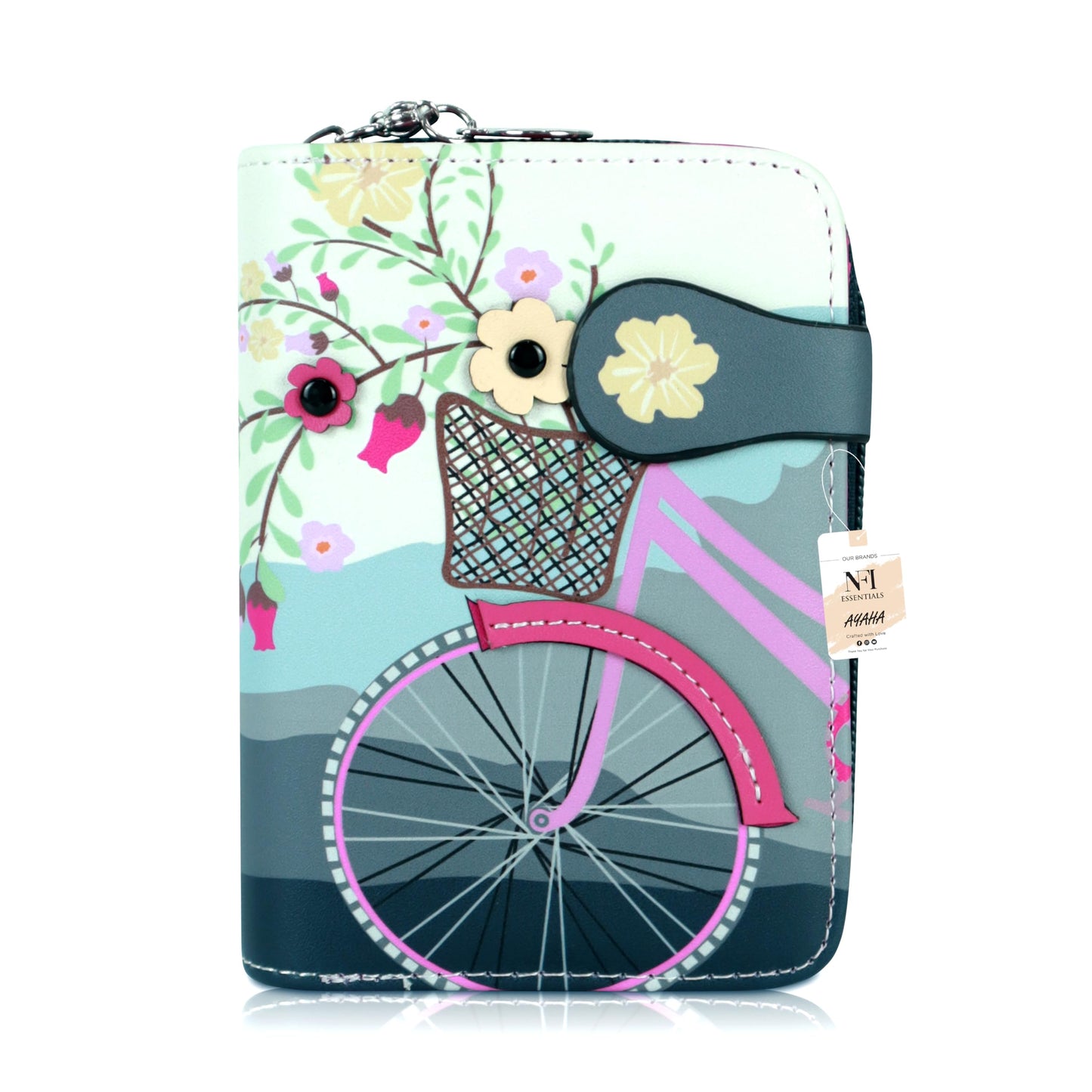 NFI essentials Small Wallet for Women, PU Leather Printed Mini Zipper Wallet for Girls, Credit Card Holder Organizer Coin Purse for Girls