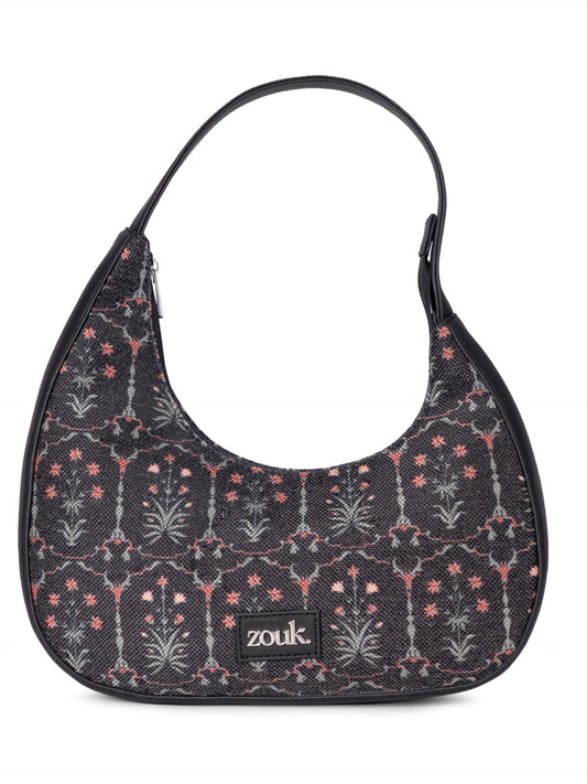 ZOUK Small Shoulder Bag | Vegan Leather Evening Bag for Women with Shoulder Strap, Zip Closure & Water-Resistant Lining | Stylish Handcrafted Purse | Taj Guldasta