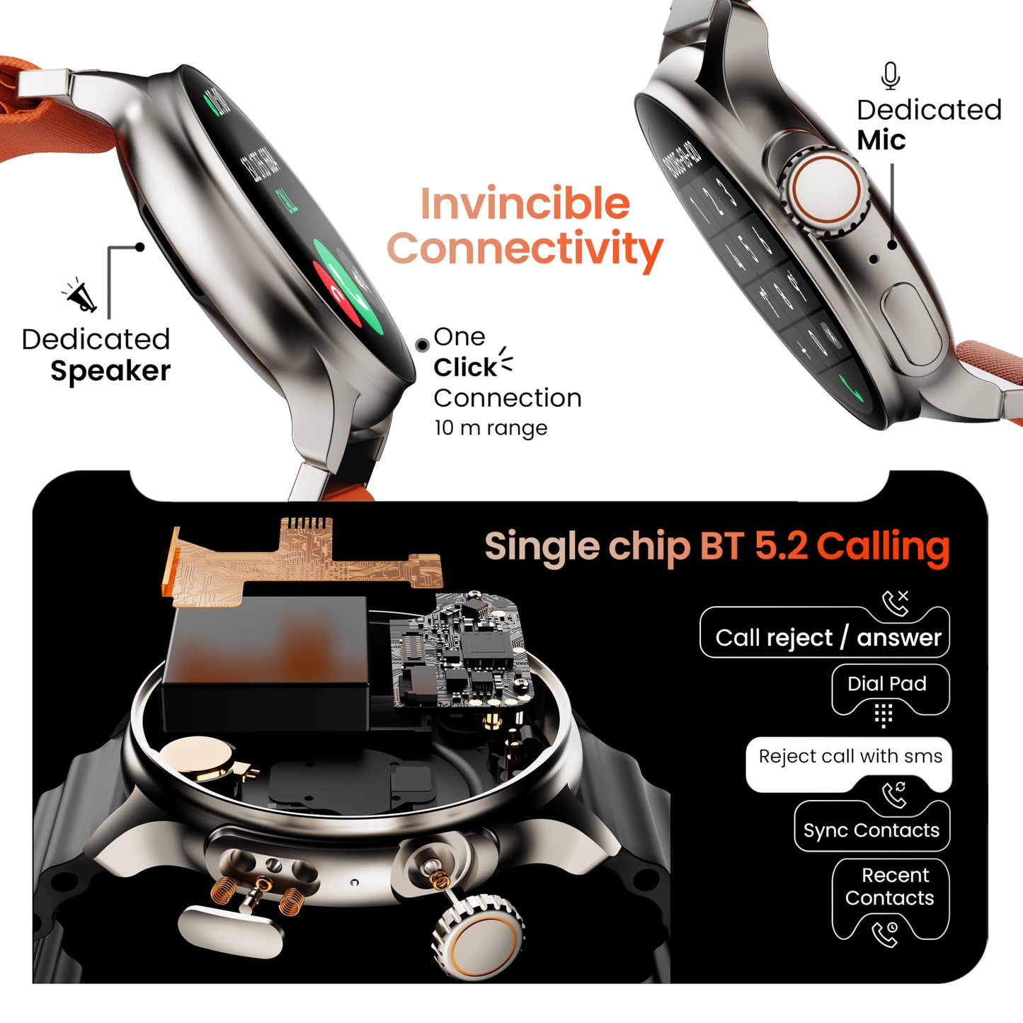 GOBOULT Newly Launched Crown R Pro Smart Watch 1.43''HD AMOLED, BT Calling, Working Crown, Zinc Alloy Frame, 600 Nits Brightness, AI Voice Assistant, SpO2 Monitoring, 120+ Sports Mode (Pure Black)