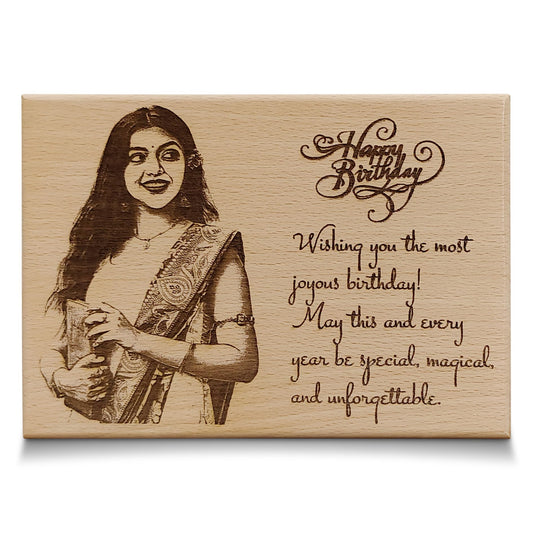 Shivansh Gifts Customize Engraved 5x7 Inch Wooden Photo Frame, Personalized Picture Gift for Birthday,Wedding (Brown, Rectangular)