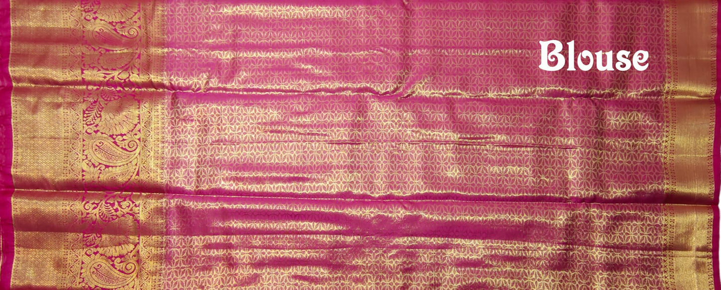 VFCollections Women's Kanchipuram Silk Pure Pattu Sarees With Blouse (VFC634-2)