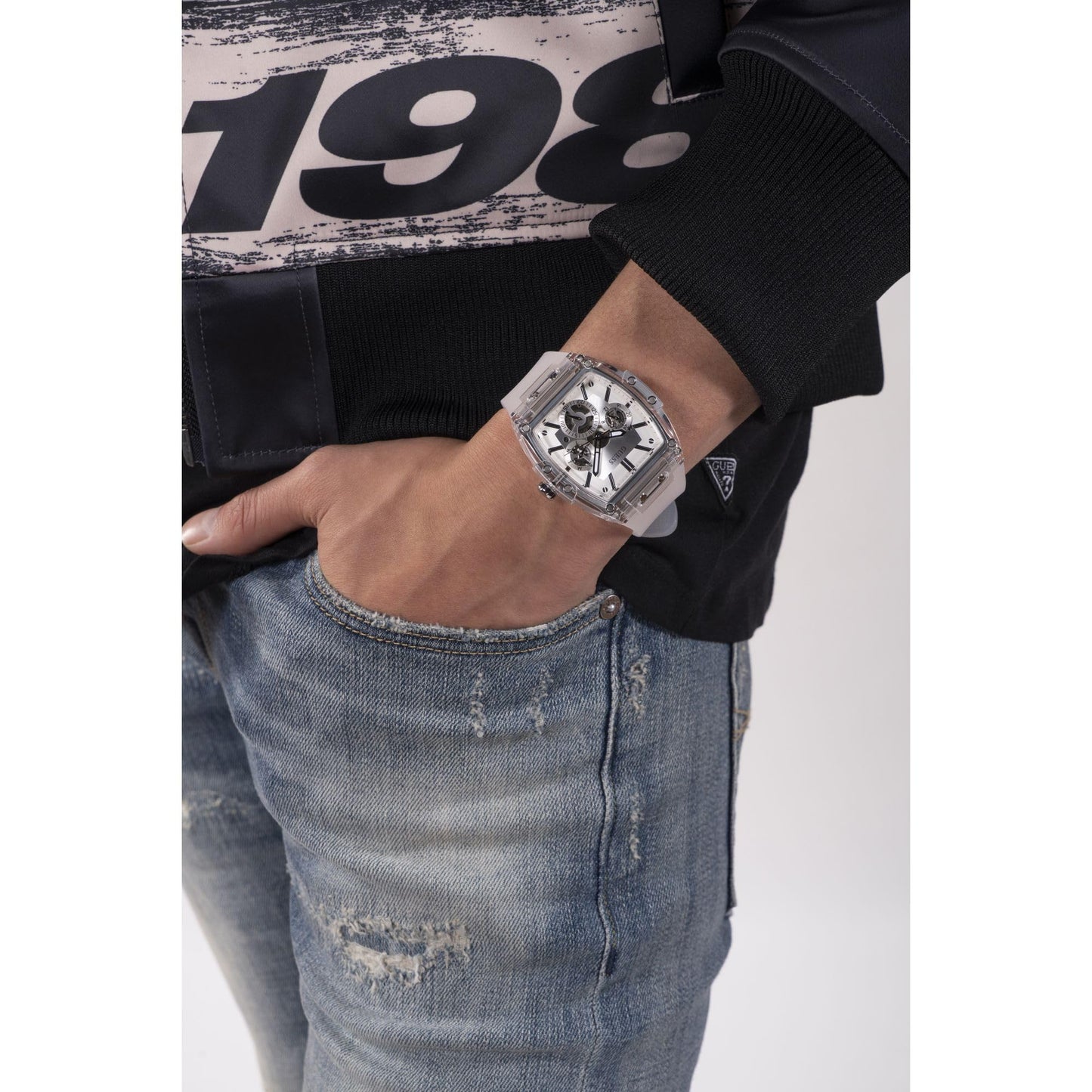 GUESS Analog Silver Dial Men's Watch-GW0203G1