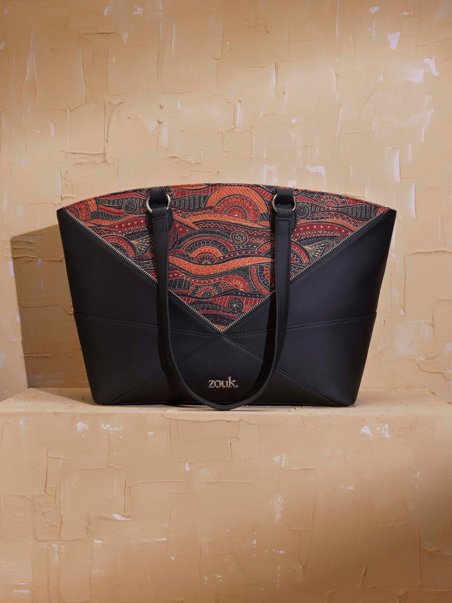 ZOUK Rhea Kapoor Tote Bag - Pithora Artistry | Elegant Vegan Leather Tote for Women | Multicolor