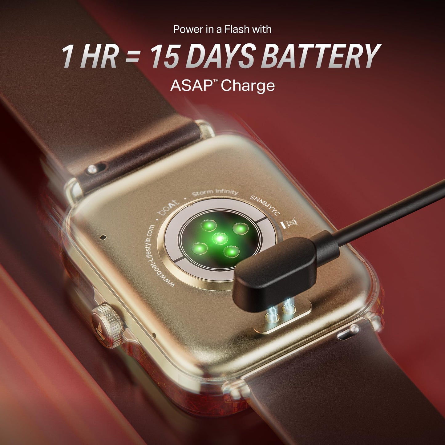 boAt New Launch Storm Infinity w/ 15 Days Extensive Battery Fueled by Huge 550mAh Battery, Fast Charge, 1.83”(4.65cm) HD Display, Functional Crown, BT Calling, Smart Watch for Men & Women (Brown)