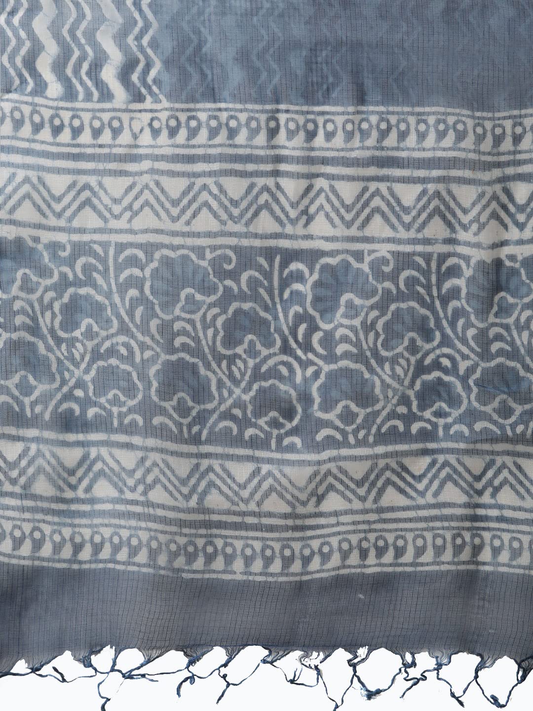 Divena Indigo Hand Block Printed Anarkali Kurta Pant Set with Dupatta-DK0747-3XL