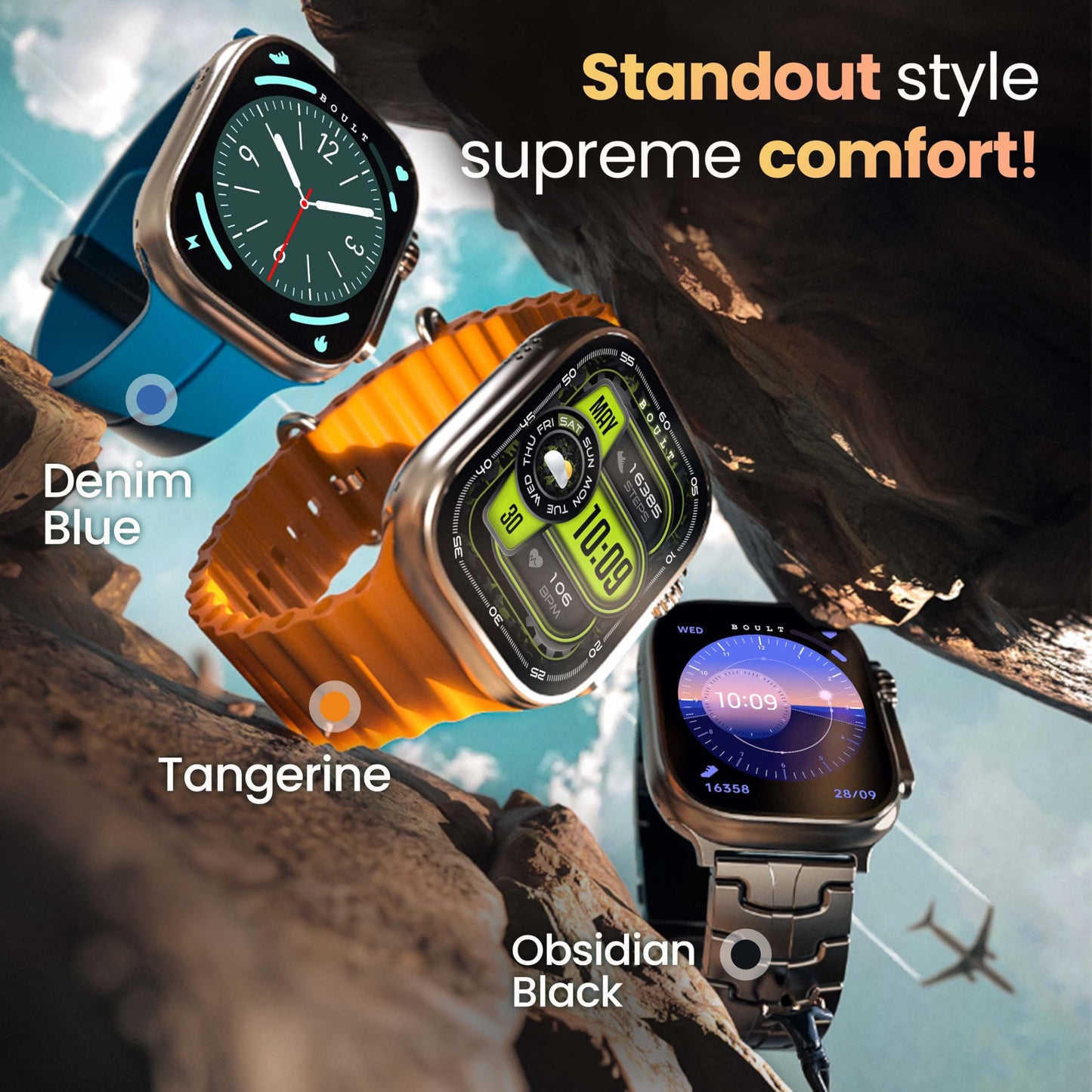 GOBOULT Newly Launched Crown Pro Smart Watch 2.01'' AMOLED, BT Calling, Working Crown, Zinc Alloy Frame, AI Voice Assistant, SpO2 Monitoring, 120+ Sports Mode (Metal Black)