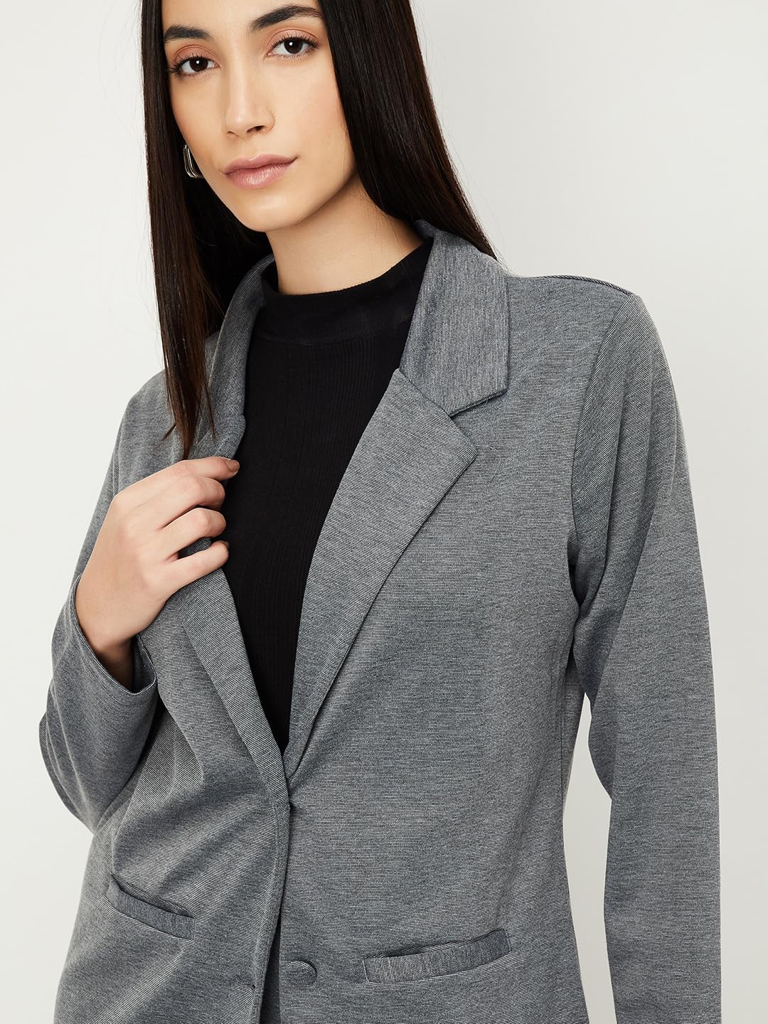 Max Women's Classic Blazer (EM03_Grey Melange_M