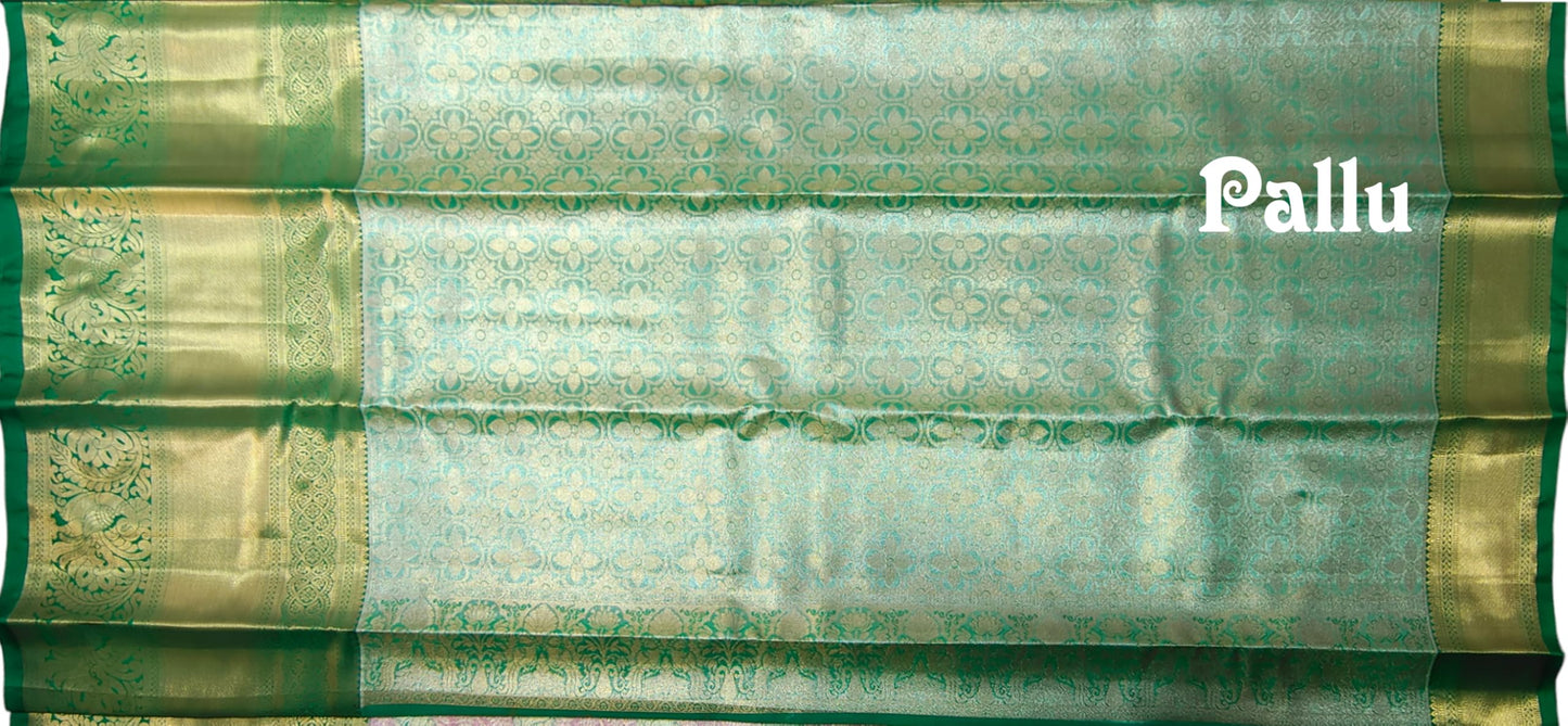 VFCollections Women's Kanchipuram Silk Pure Pattu Sarees With Blouse (VFC551-1)