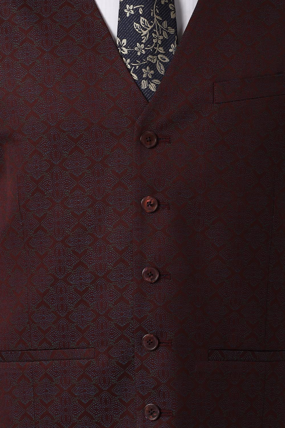 Peter England Men's Polyester Blend Navy Three Piece Suit Business Vest (PIS3ONSFH02420 40)