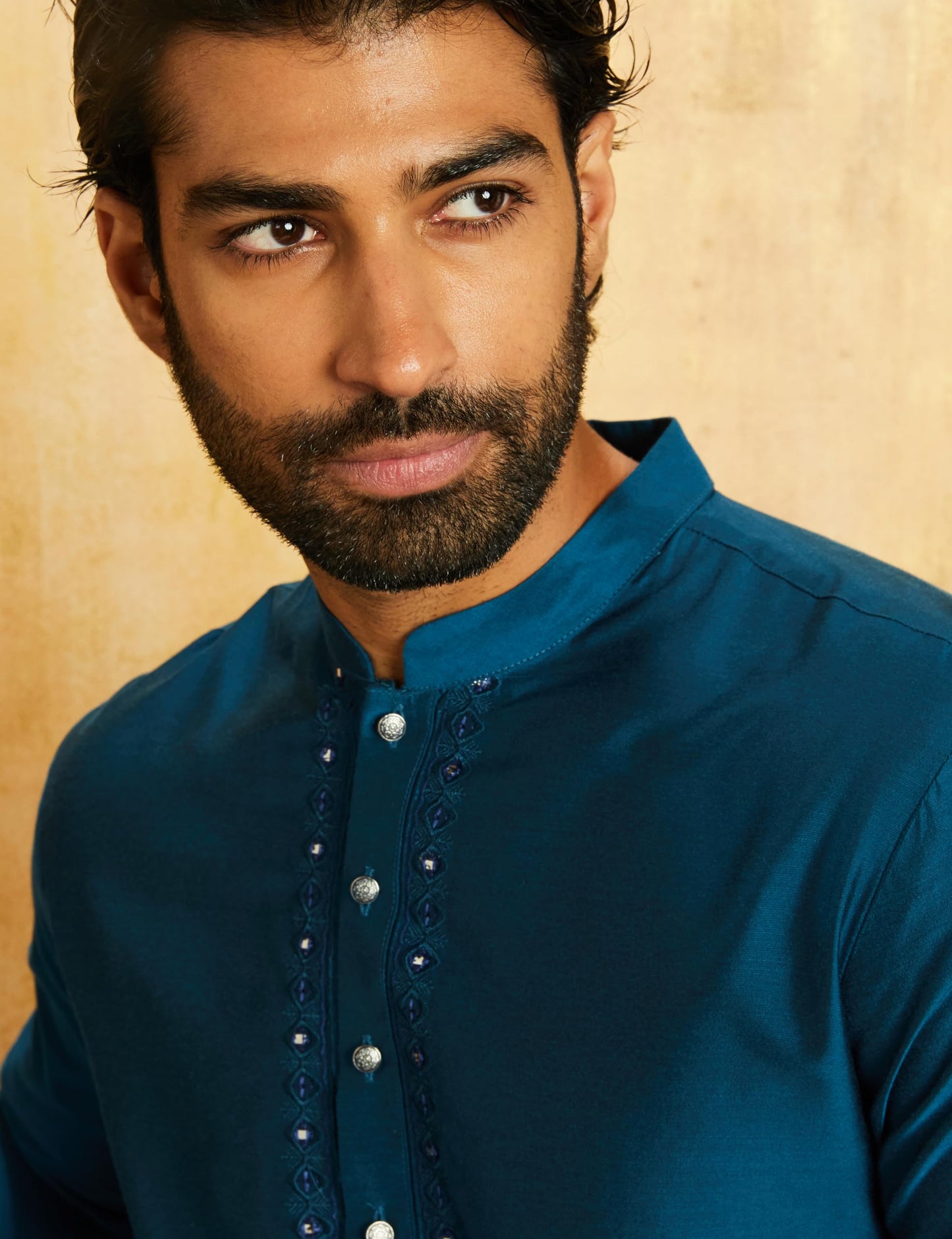 Amazon Brand - Symbol Men's Rayon Knee Length Festive Regular Fit Kurta 41"_Sy-A23-Mna-Fkt-100_Navy_L