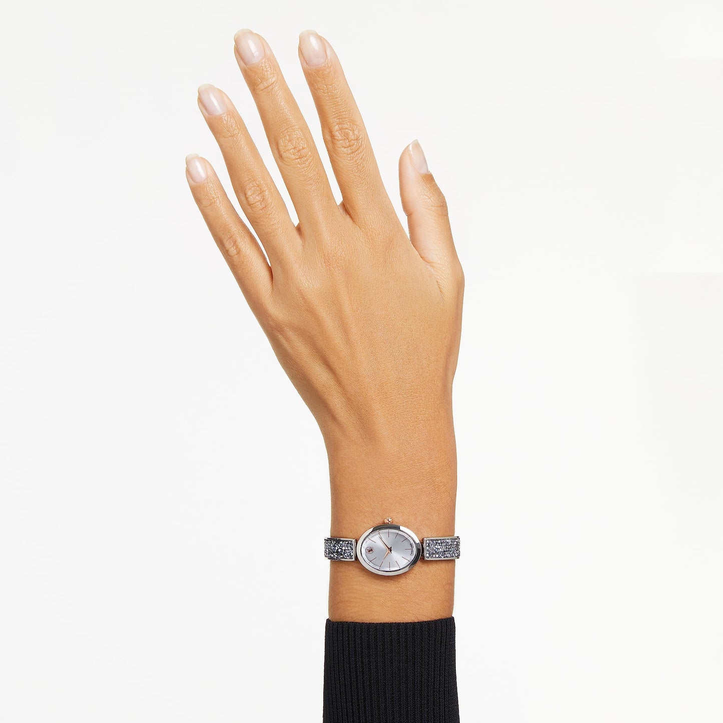 Swarovski Crystal Rock Oval Watch, Swiss Made, Crystal Bracelet, White, Stainless Steel