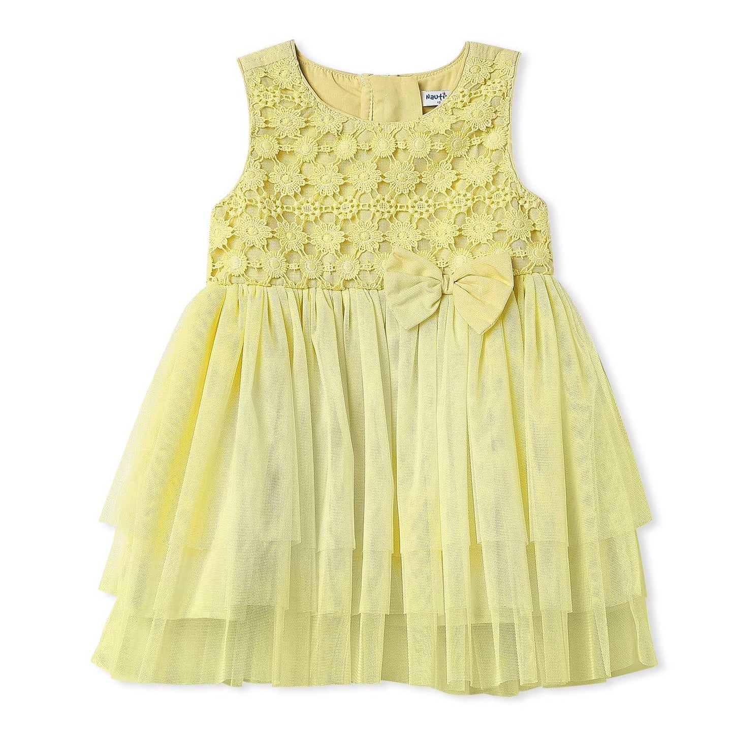 nauti nati Girl's Polyester A-Line Knee-Length Casual Dress (NNNGTW060066CW2_Yellow