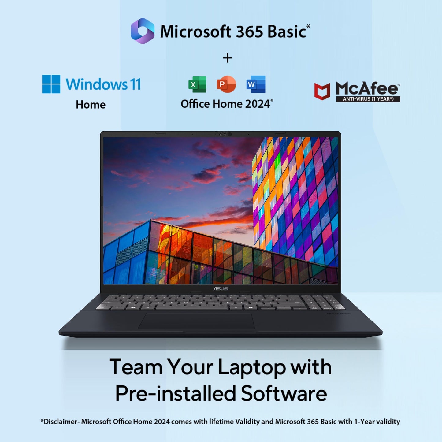 ASUS Vivobook 16,Intel Core Ultra 5 (Series 2),Thin & Light(Intel iGPU/16GB RAM/512GB SSD/FHD+/16"/60Hz/Backlit Keyboard/Windows 11/M365 Basic (1Year)*/Office Home 2024/Blue/1.88 kg) X1607CA-MB139WS