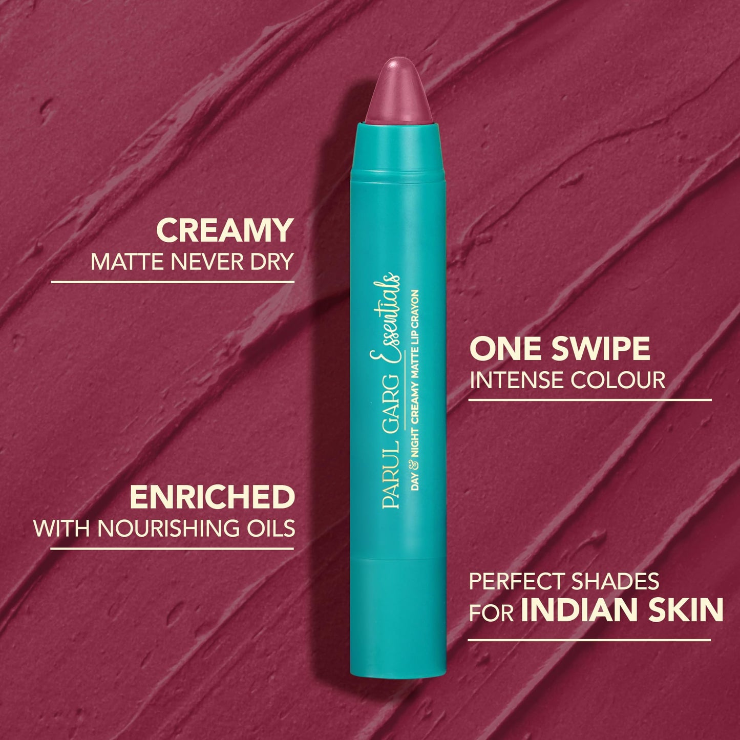 Parul Garg Beauty Creamy Matte Lip Crayon | Soft Matte & Hydrating Formula with Almond Oil & Vitamin E | Rich Pigment & Comfortable Wear | 100% Vegan (First Love 34)